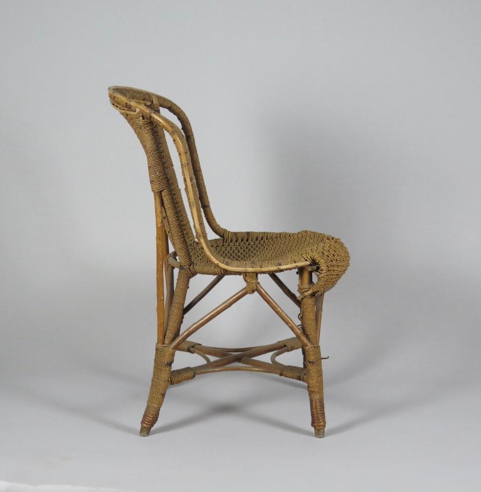 Hand-Crafted Arts and Crafts Rattan and Cane Side Chair, England For Sale