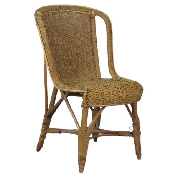 Arts and Crafts Rattan and Cane Side Chair, England For Sale
