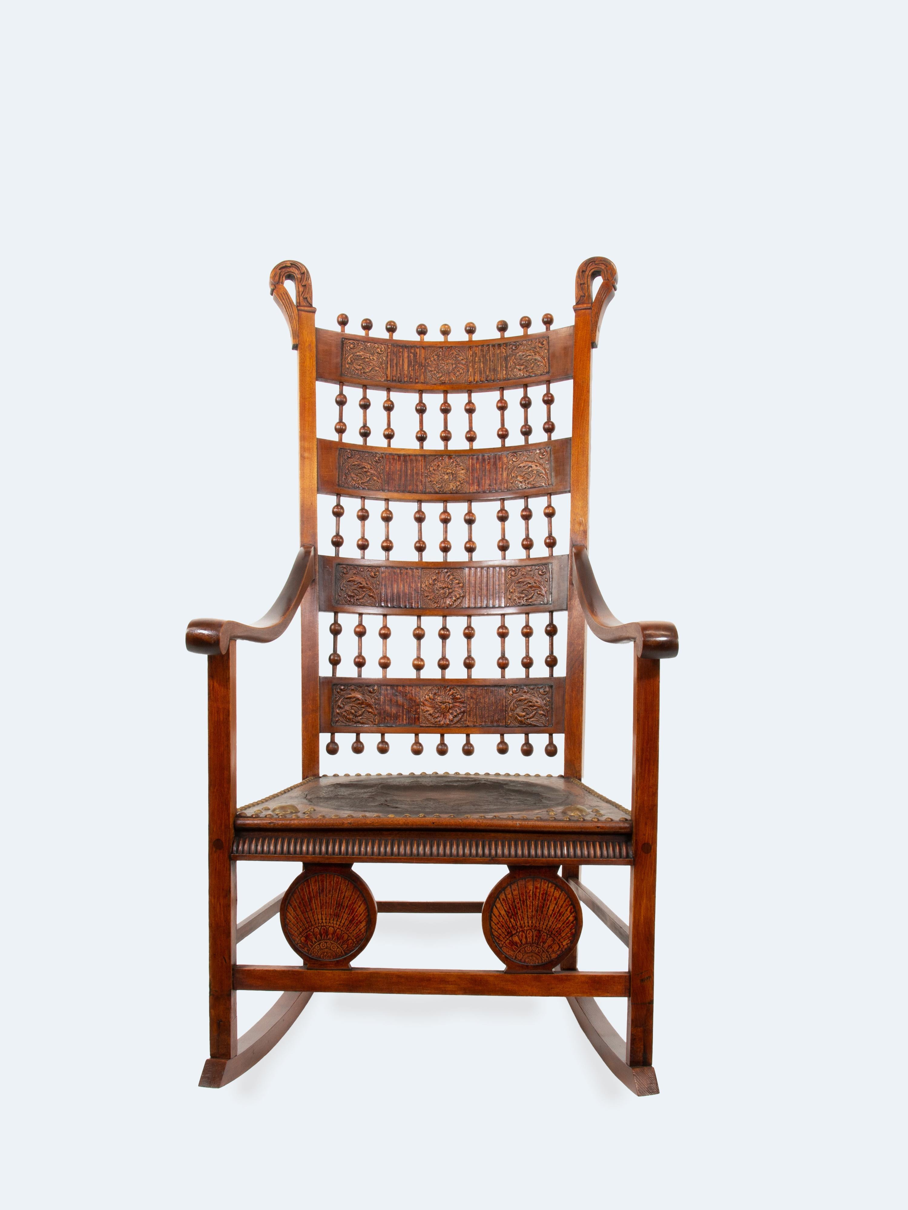 Scandinavian Arts and Crafts Rocking Chair, Late 19th Century For Sale