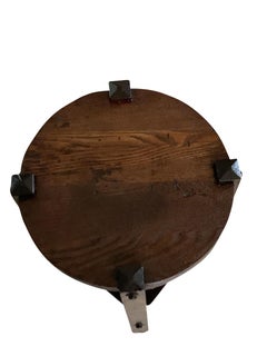 Arts & Crafts Round Top Two Tiered Oak Cocktail Table, American, 1920s