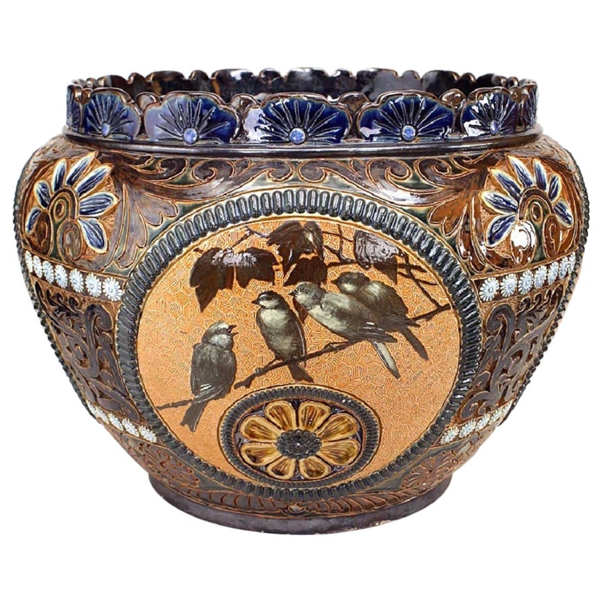 Pot Arts and Crafts Royal Doulton en cuir d'agneau
