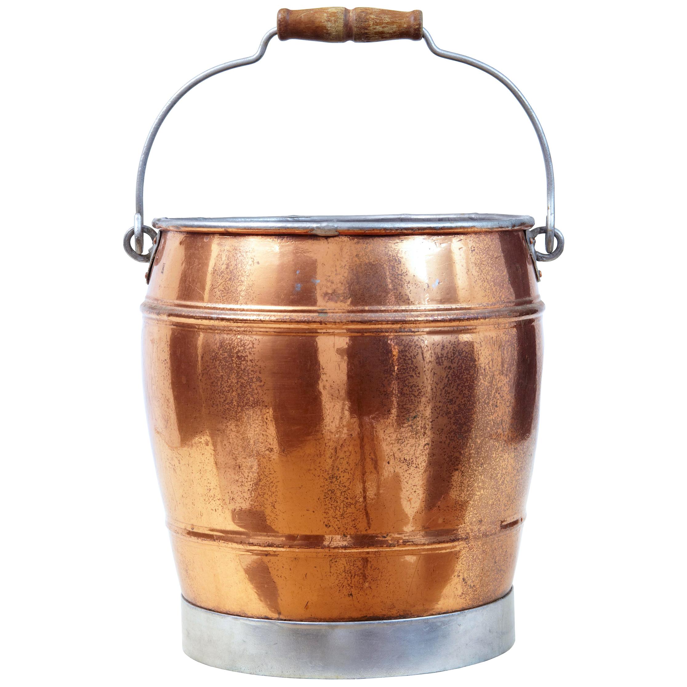 Arts & Crafts Scandinavian Copper Bucket