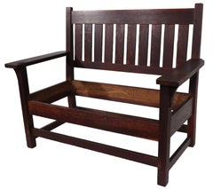 Panca da salotto Arts and Crafts firmata Gustav Stickley 1905-1912 ca.