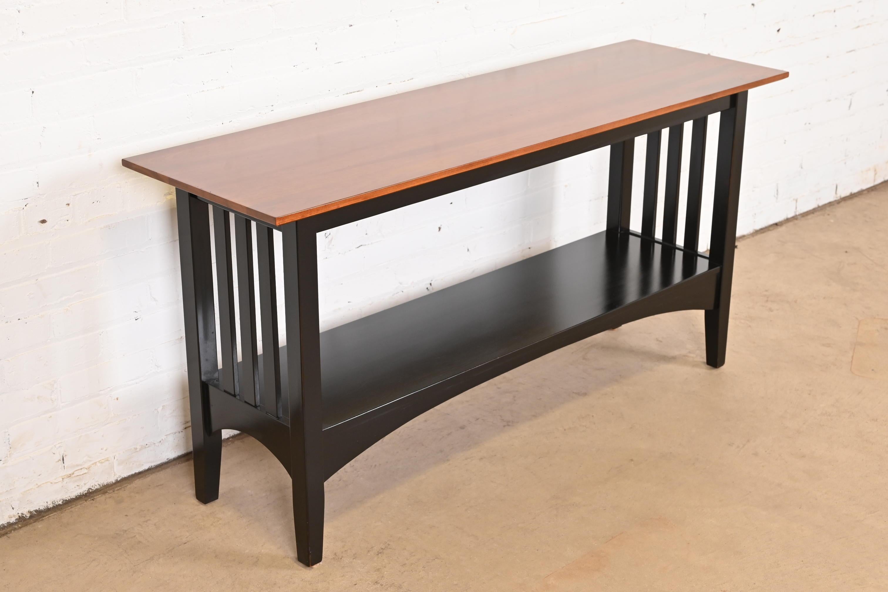 American Arts and Crafts Shaker Cherry Wood and Ebonized Console Table