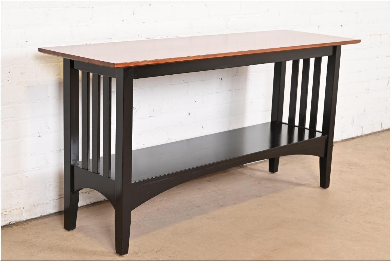 Arts and Crafts Shaker Cherry Wood and Ebonized Console Table In Good Condition In South Bend, IN