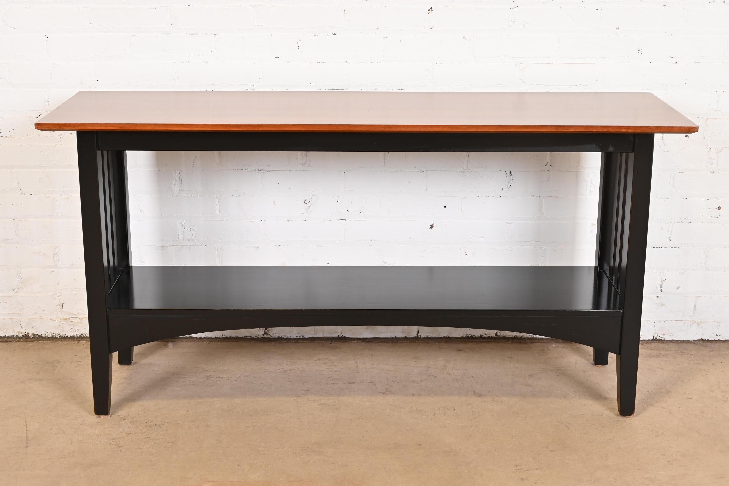 Late 20th Century Arts and Crafts Shaker Cherry Wood and Ebonized Console Table
