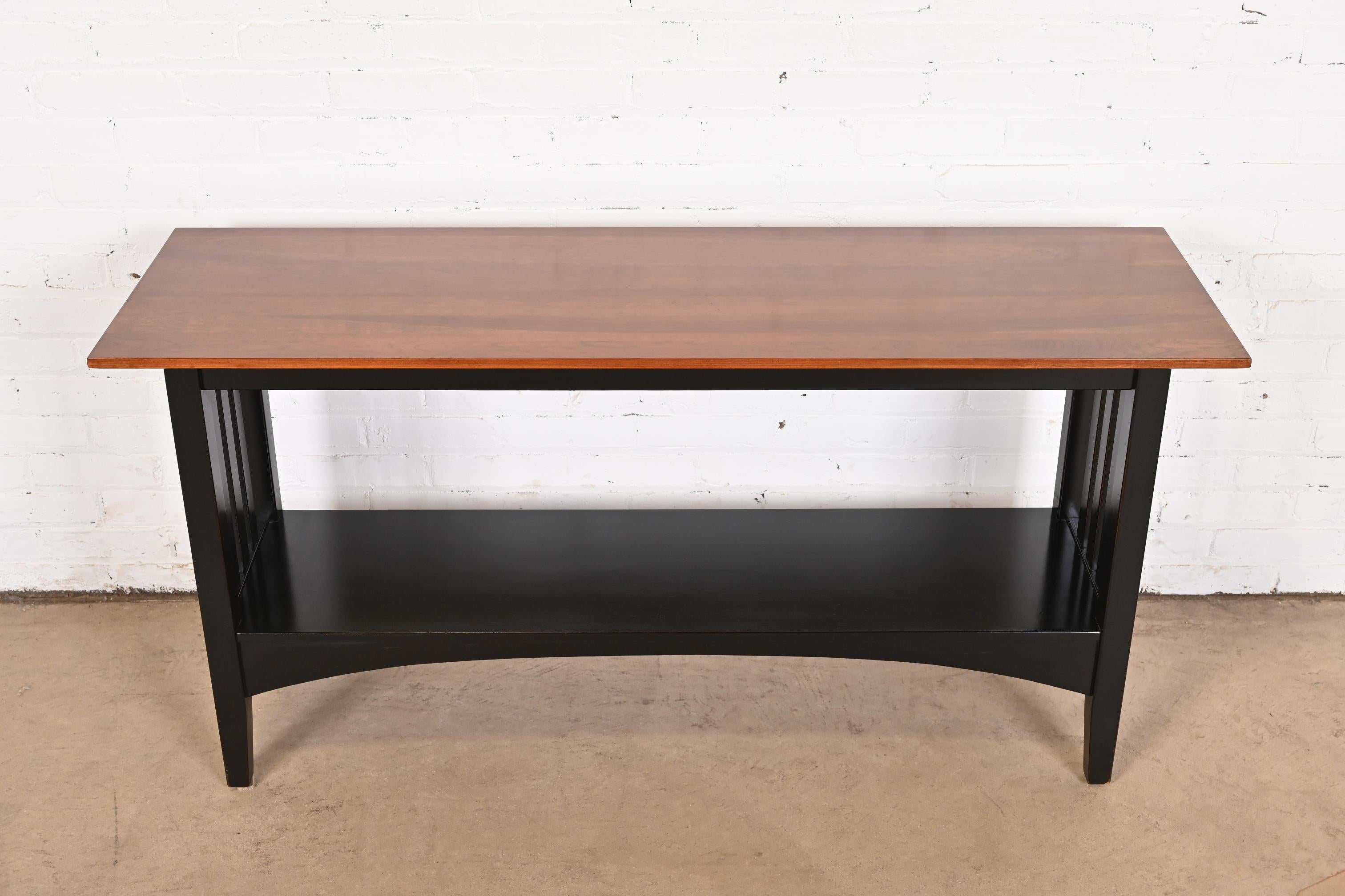 Arts and Crafts Shaker Cherry Wood and Ebonized Console Table 1