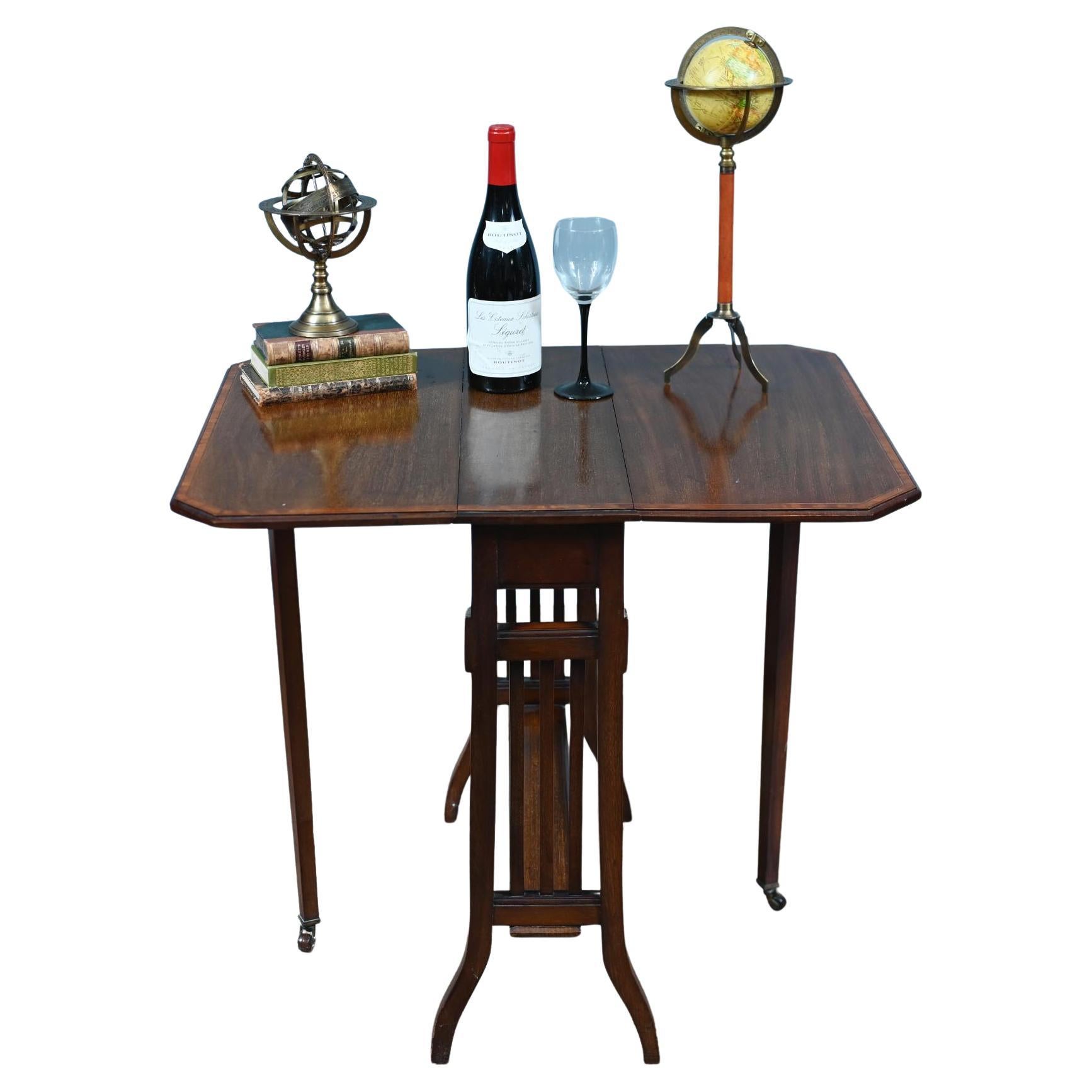 Arts and Crafts Side Table Drop Leaf Mahogany 1910 For Sale