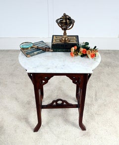 Arts and Crafts Side Table Marble Top Occasional 1900