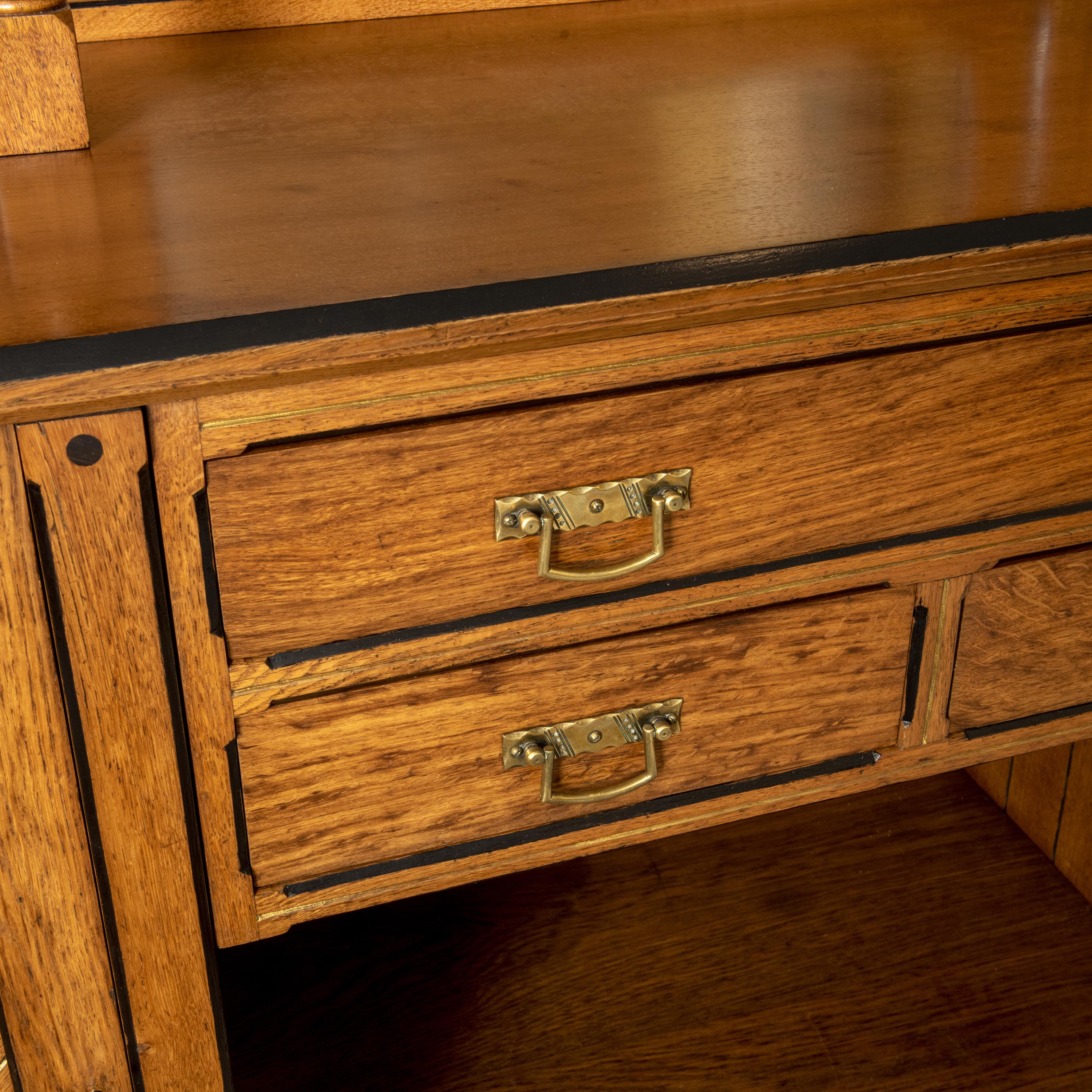 Late 19th Century Arts and Crafts Sideboard with Decorative Inlay, England circa 1870