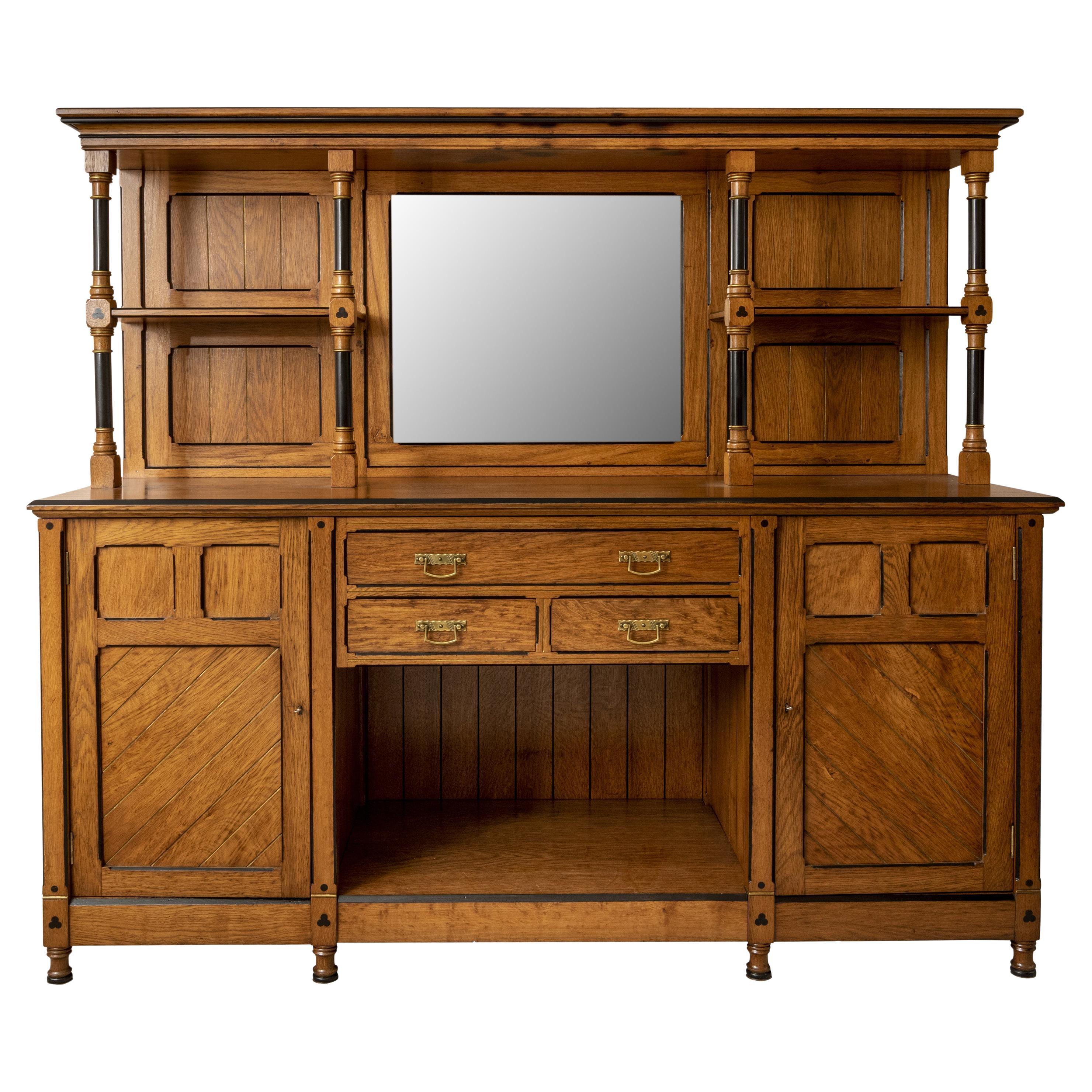 Arts and Crafts Sideboard with Decorative Inlay, England circa 1870