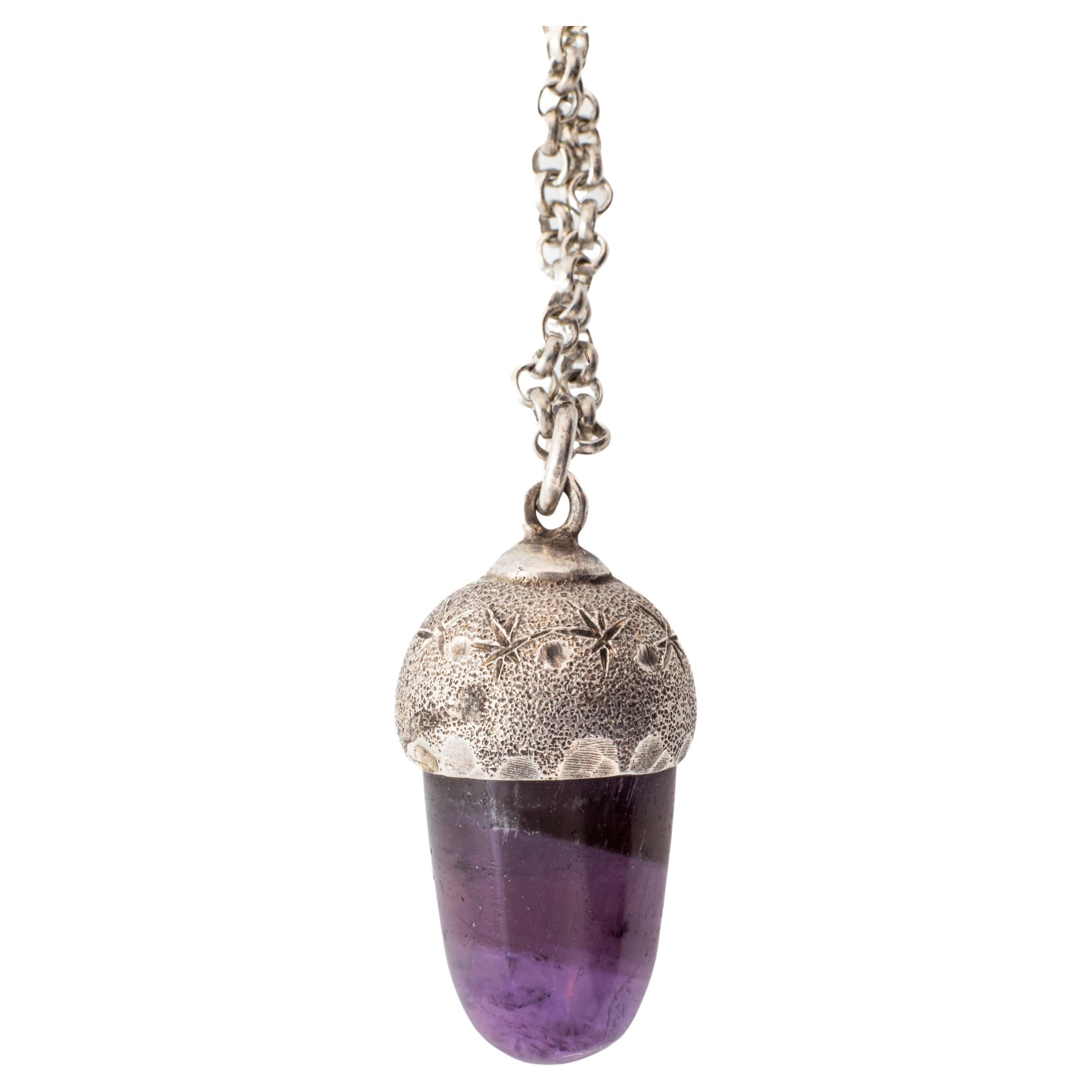 Arts and Crafts Silver and Amethyst Acorn c. 1910 in vendita