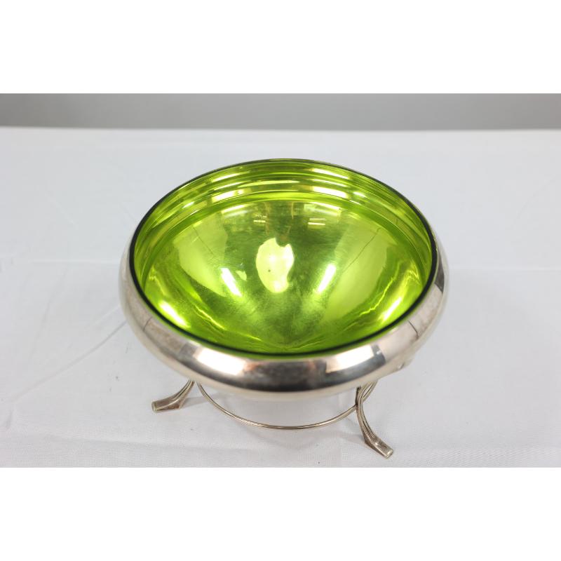 Plated WAS Benson style Arts & Crafts silver-plate centrepiece with conical shaped bowl For Sale