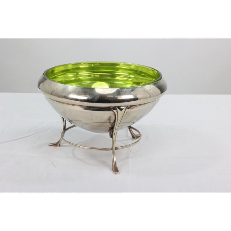 Arts and Crafts WAS Benson style Arts & Crafts silver-plate centrepiece with conical shaped bowl For Sale