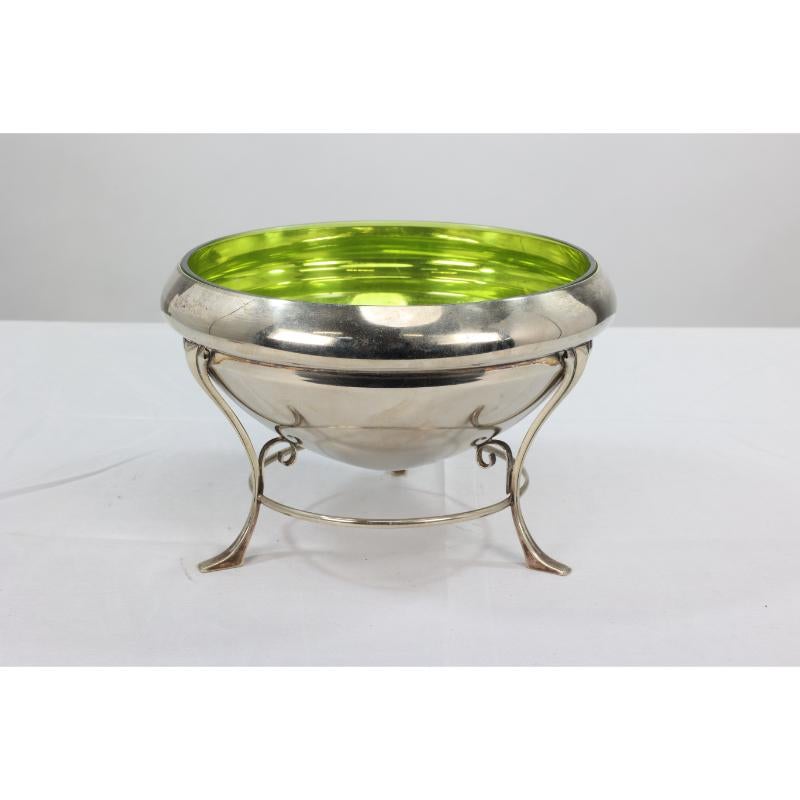 English WAS Benson style Arts & Crafts silver-plate centrepiece with conical shaped bowl For Sale