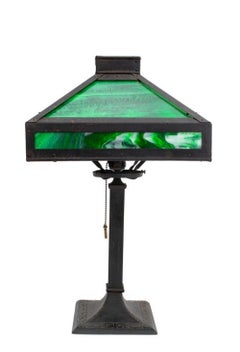 Arts and Crafts Slag Glass Table Lamp