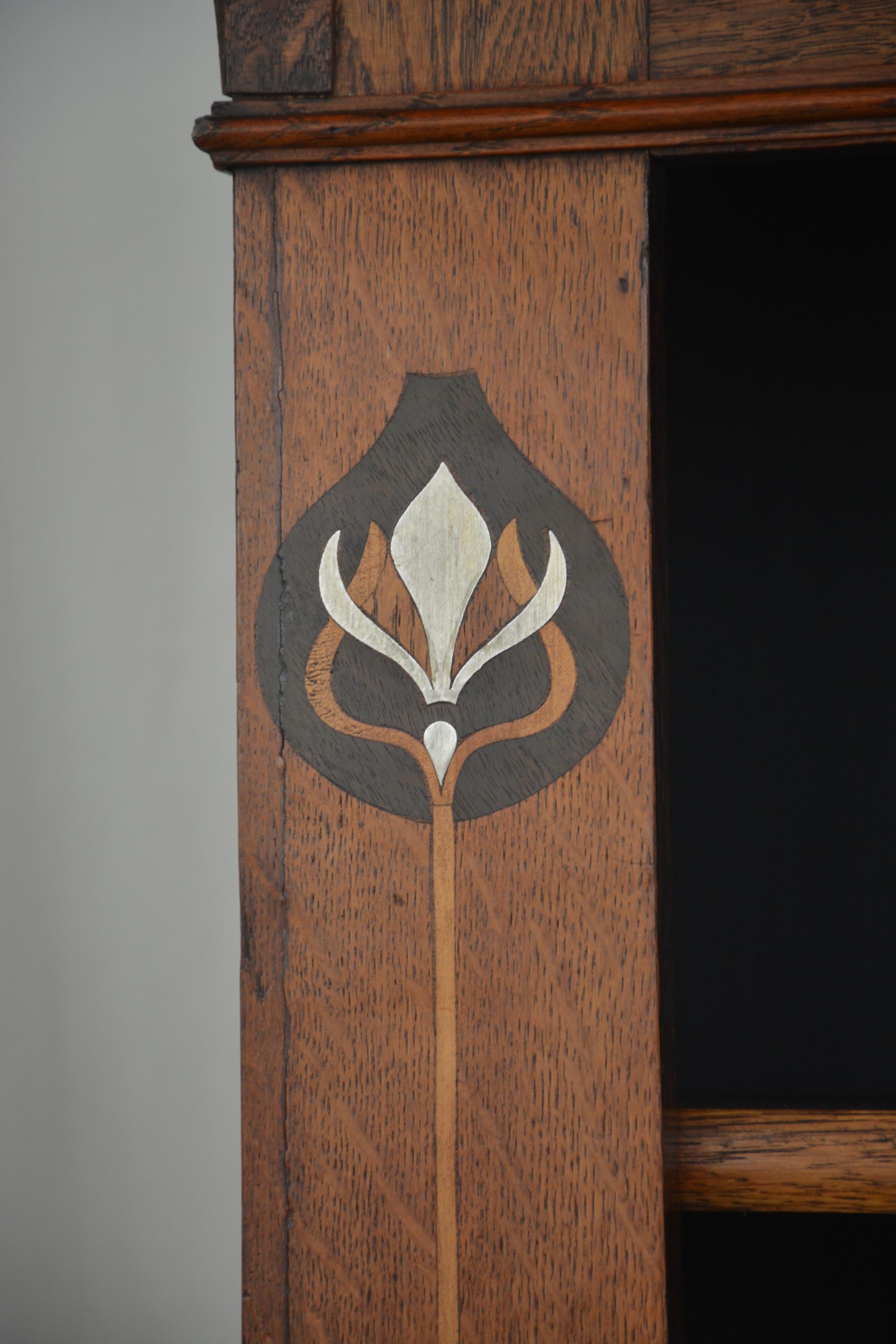 Arts and Crafts Librería abierta de roble macizo c1900 en venta 7