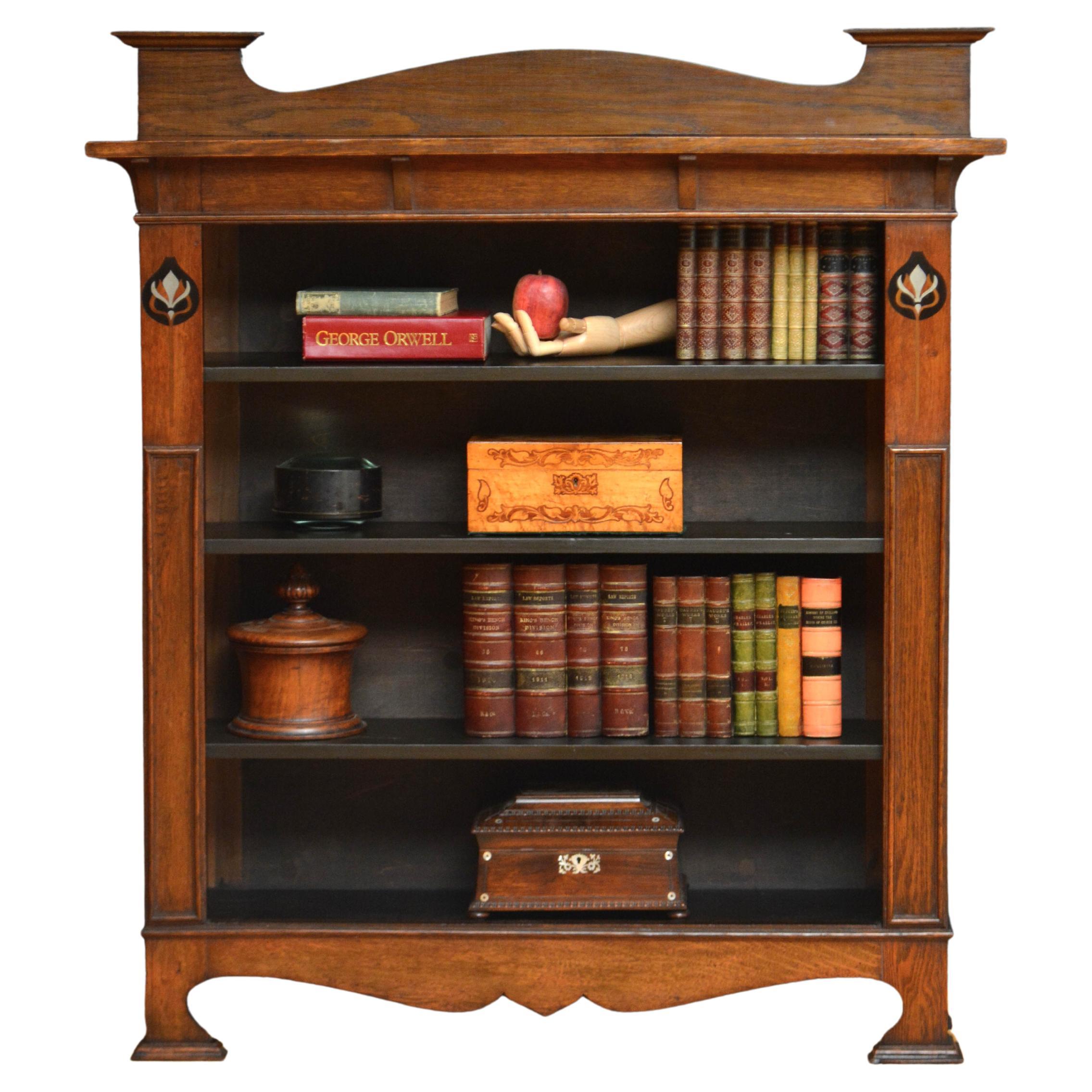 Arts and Crafts Librería abierta de roble macizo c1900 en venta