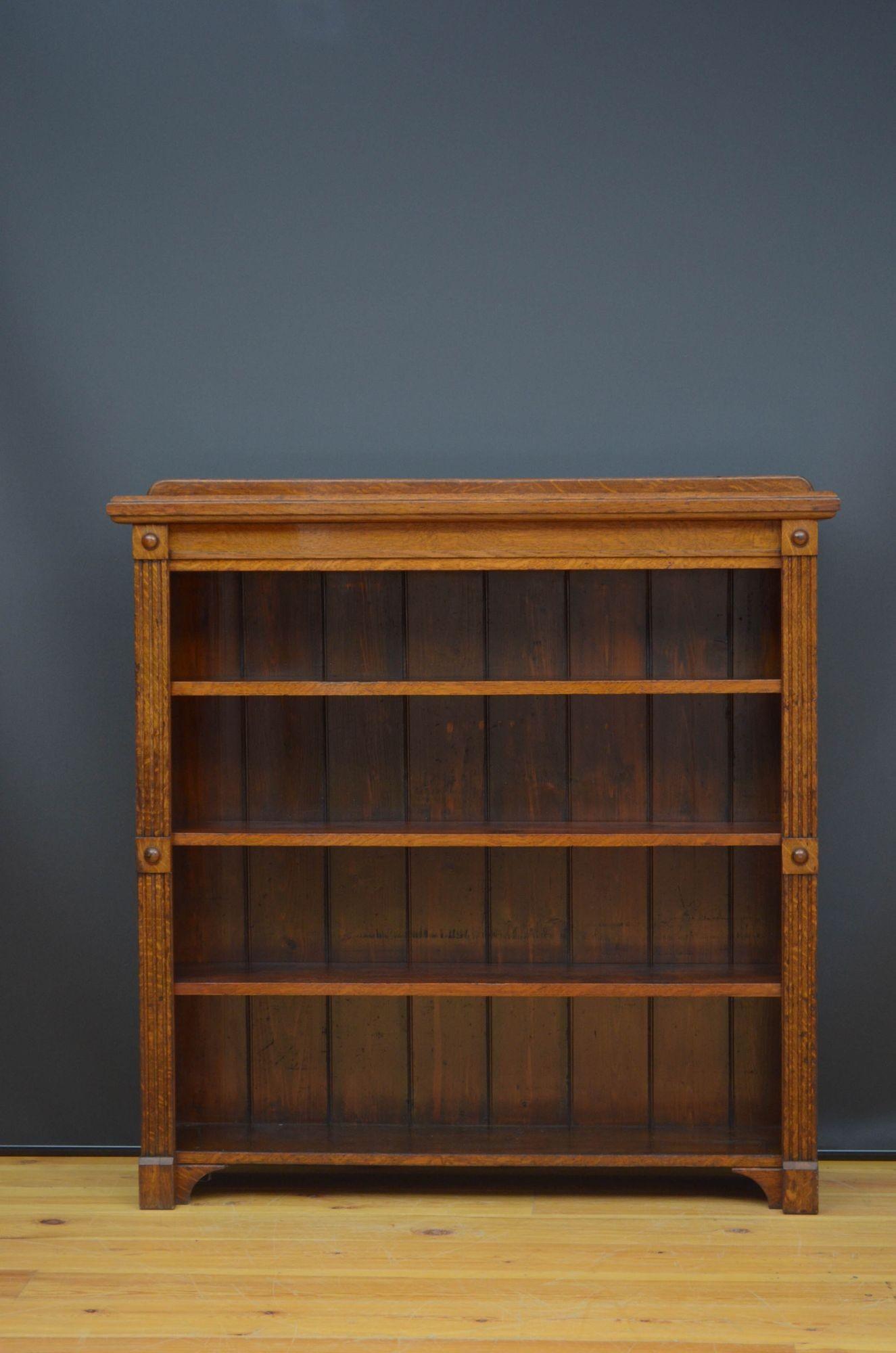 Arts and Crafts Solid Oak Open Bookcase In Good Condition In Whaley Bridge, GB