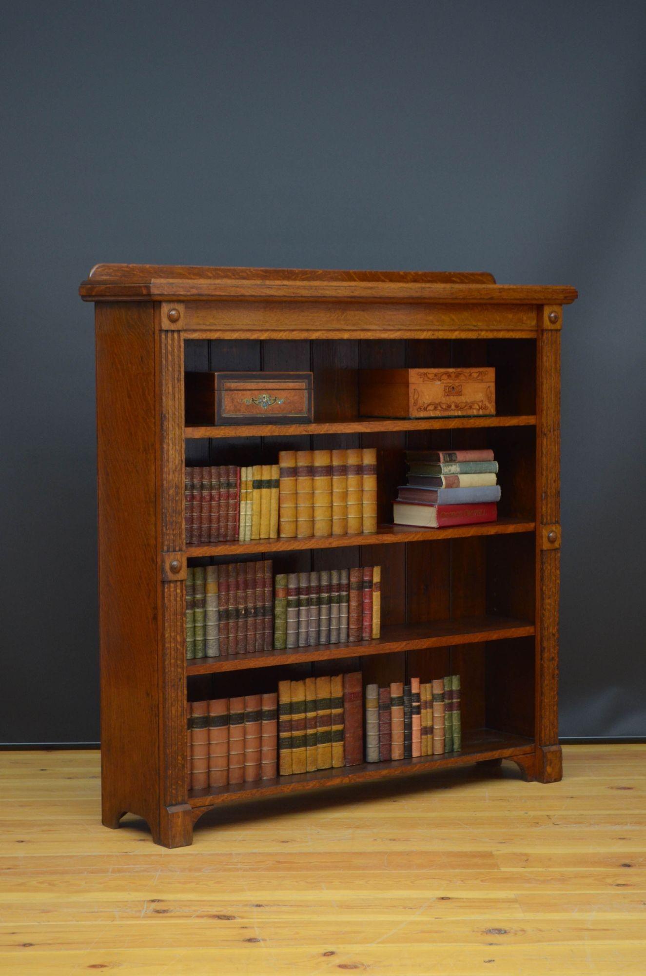 19th Century Arts and Crafts Solid Oak Open Bookcase