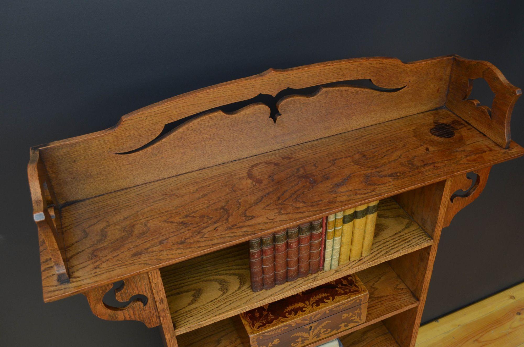 20th Century Arts and Crafts Solid Oak Open Bookcase For Sale