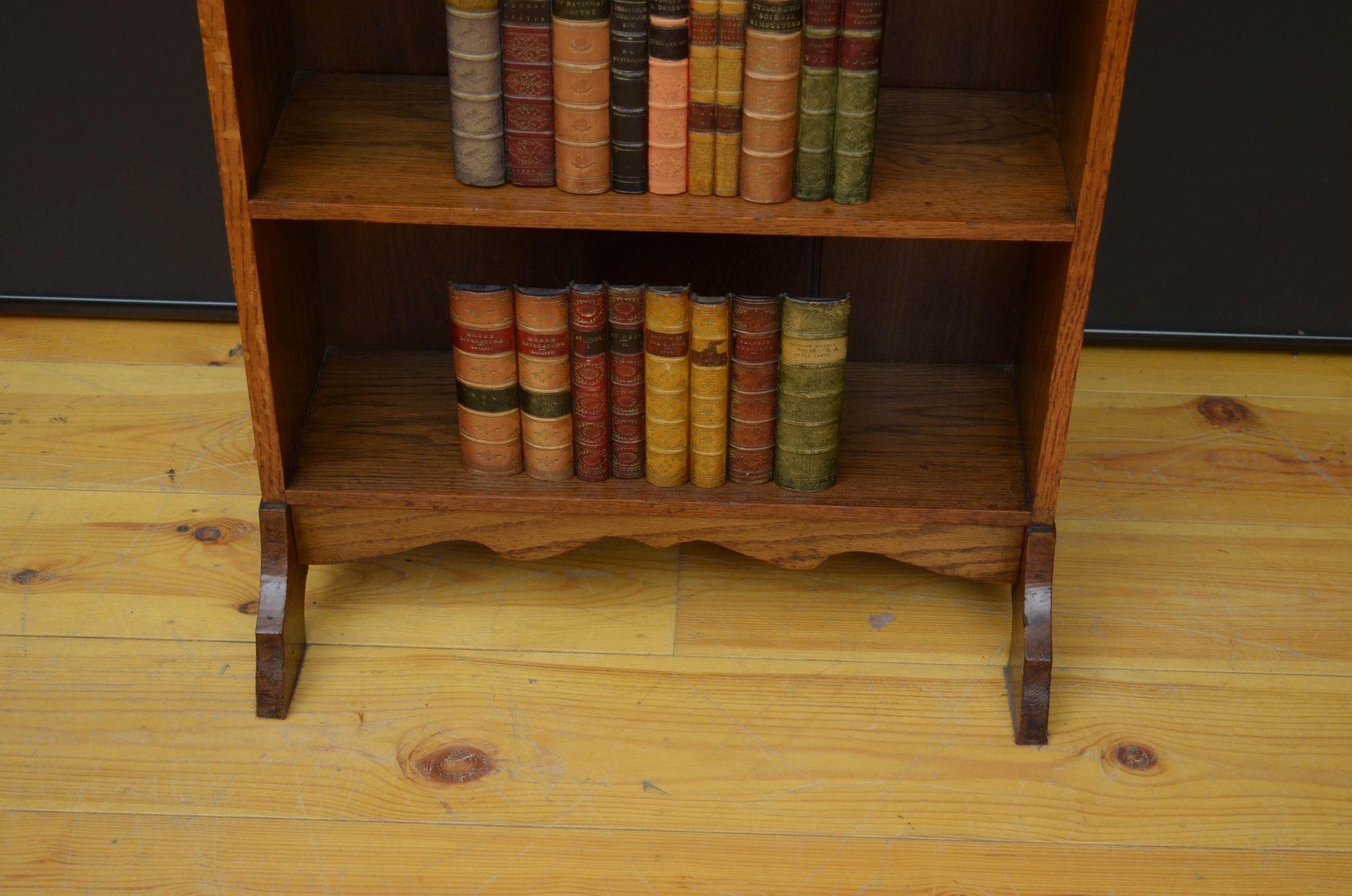 Arts and Crafts Solid Oak Open Bookcase For Sale 4