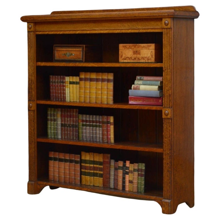 Arts and Crafts Solid Oak Open Bookcase For Sale at 1stDibs