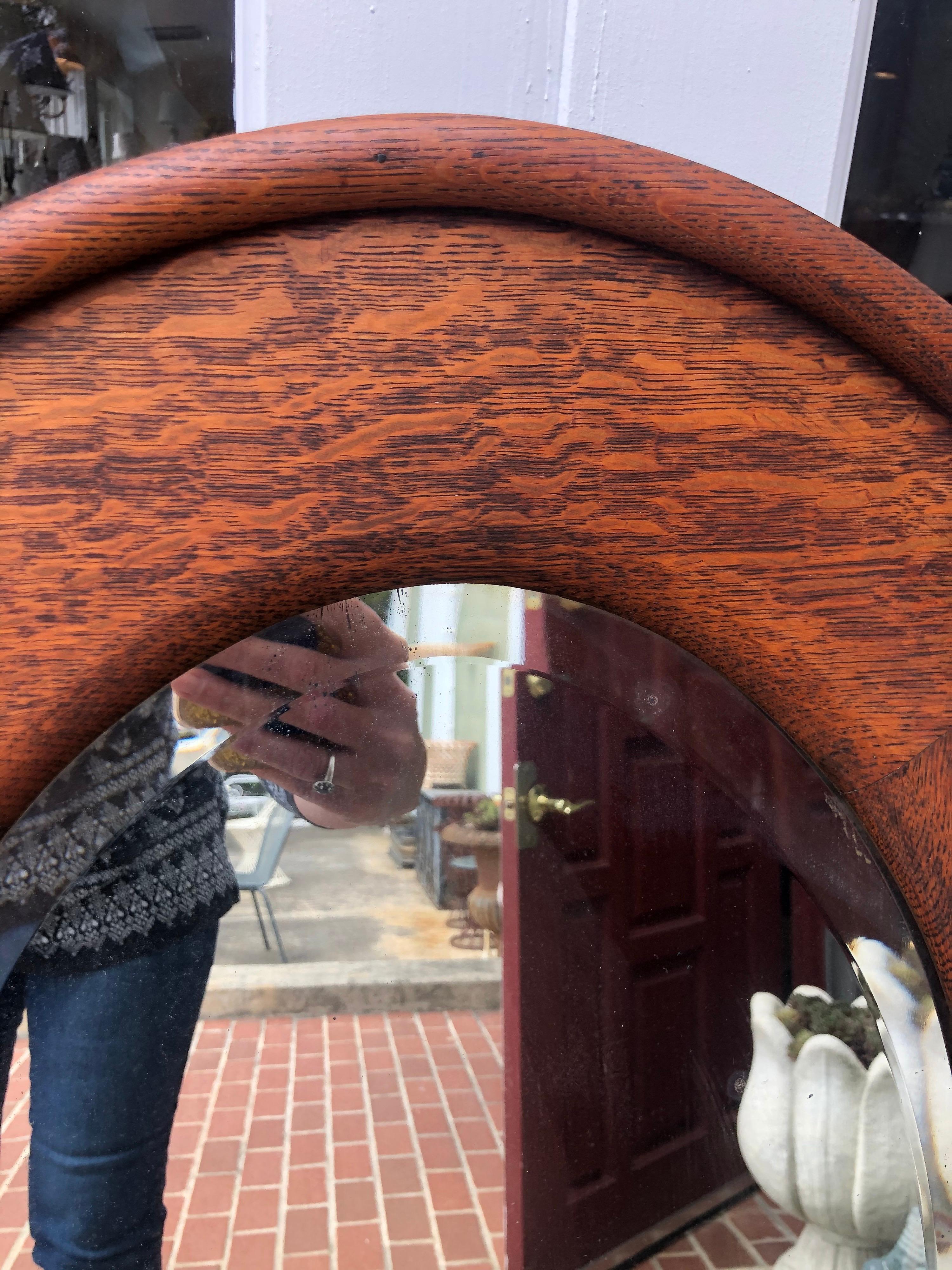 Arts and Crafts Solid Oak Oval Mirror 10