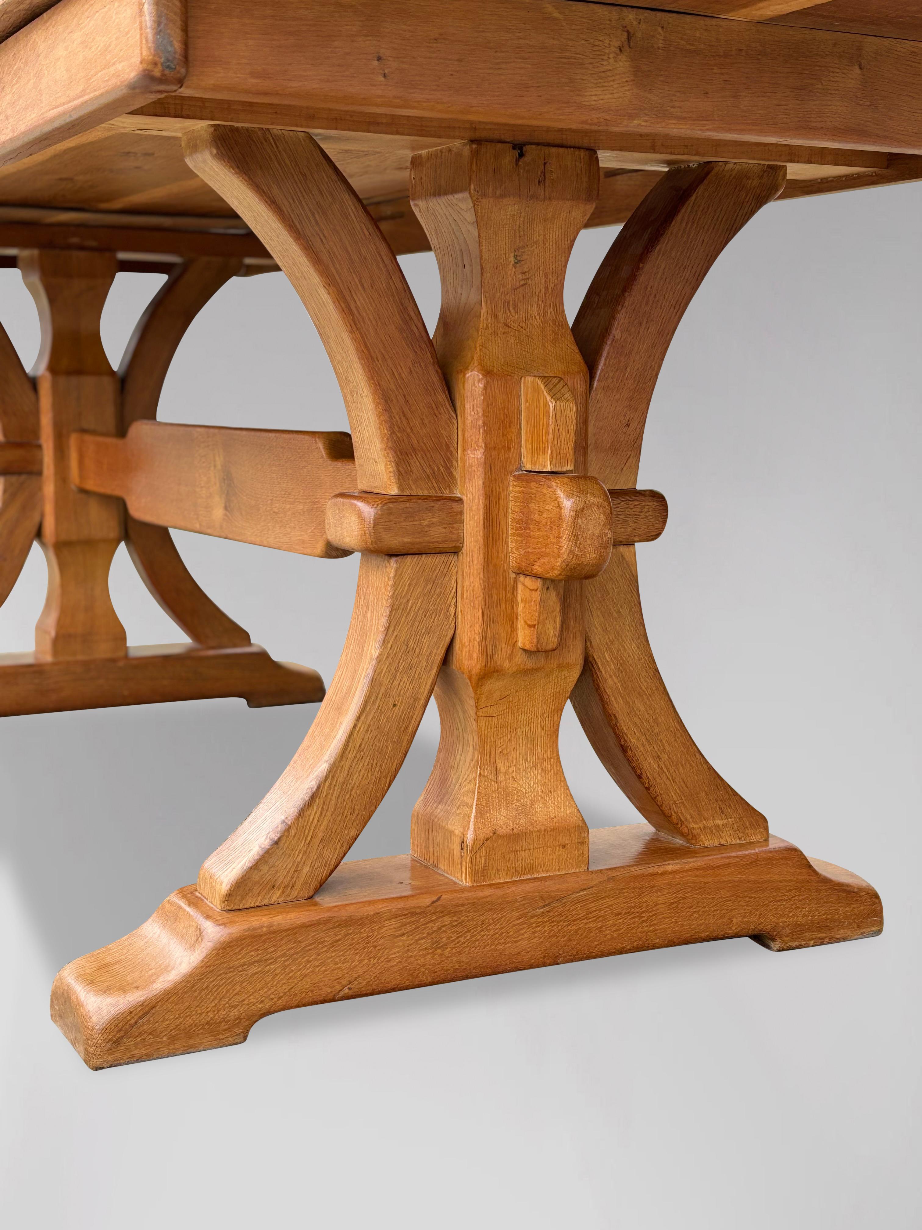 Arts and Crafts Solid Oak Refectory Dining Table For Sale 1