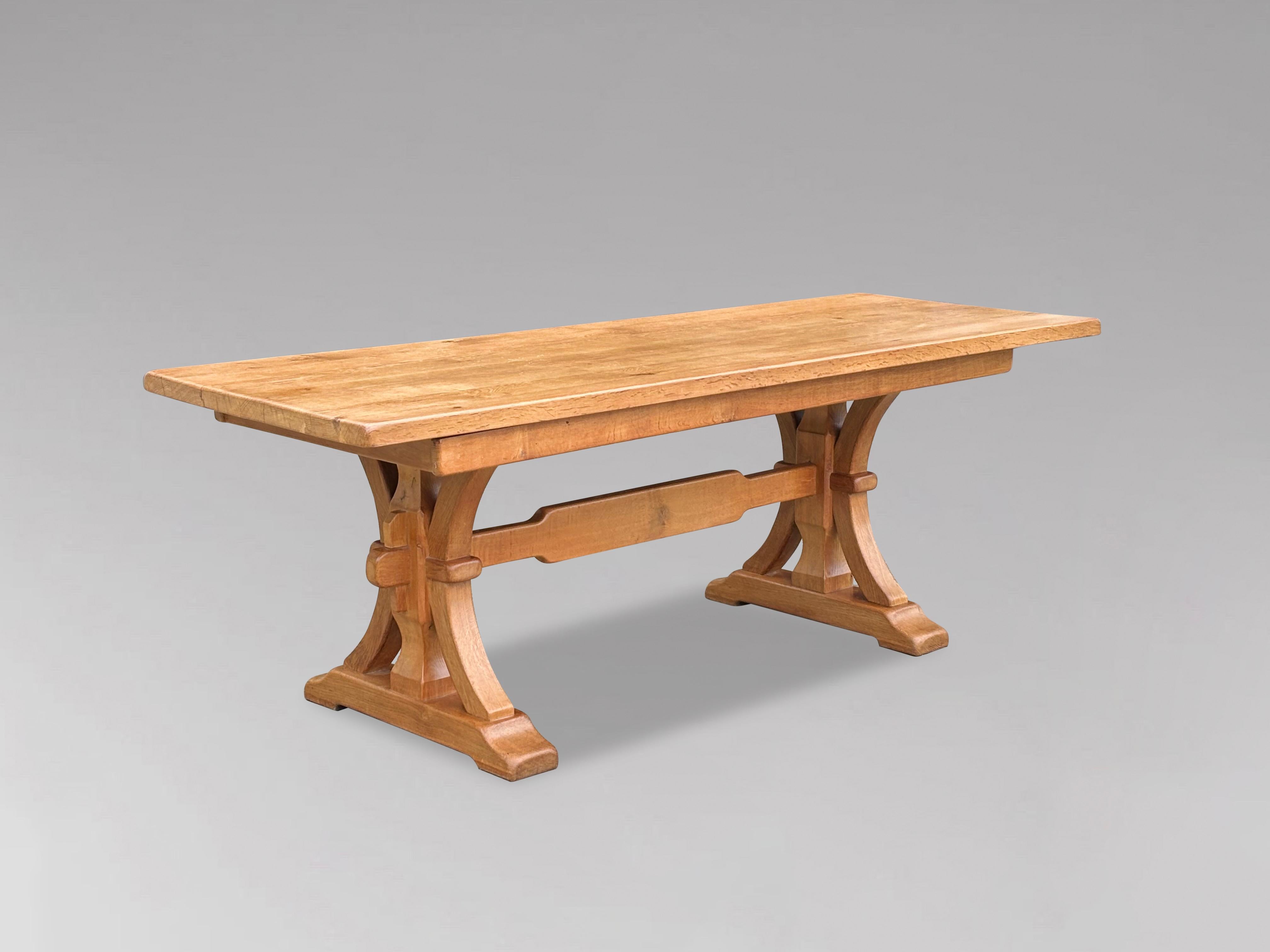 Arts and Crafts Solid Oak Refectory Dining Table For Sale 2