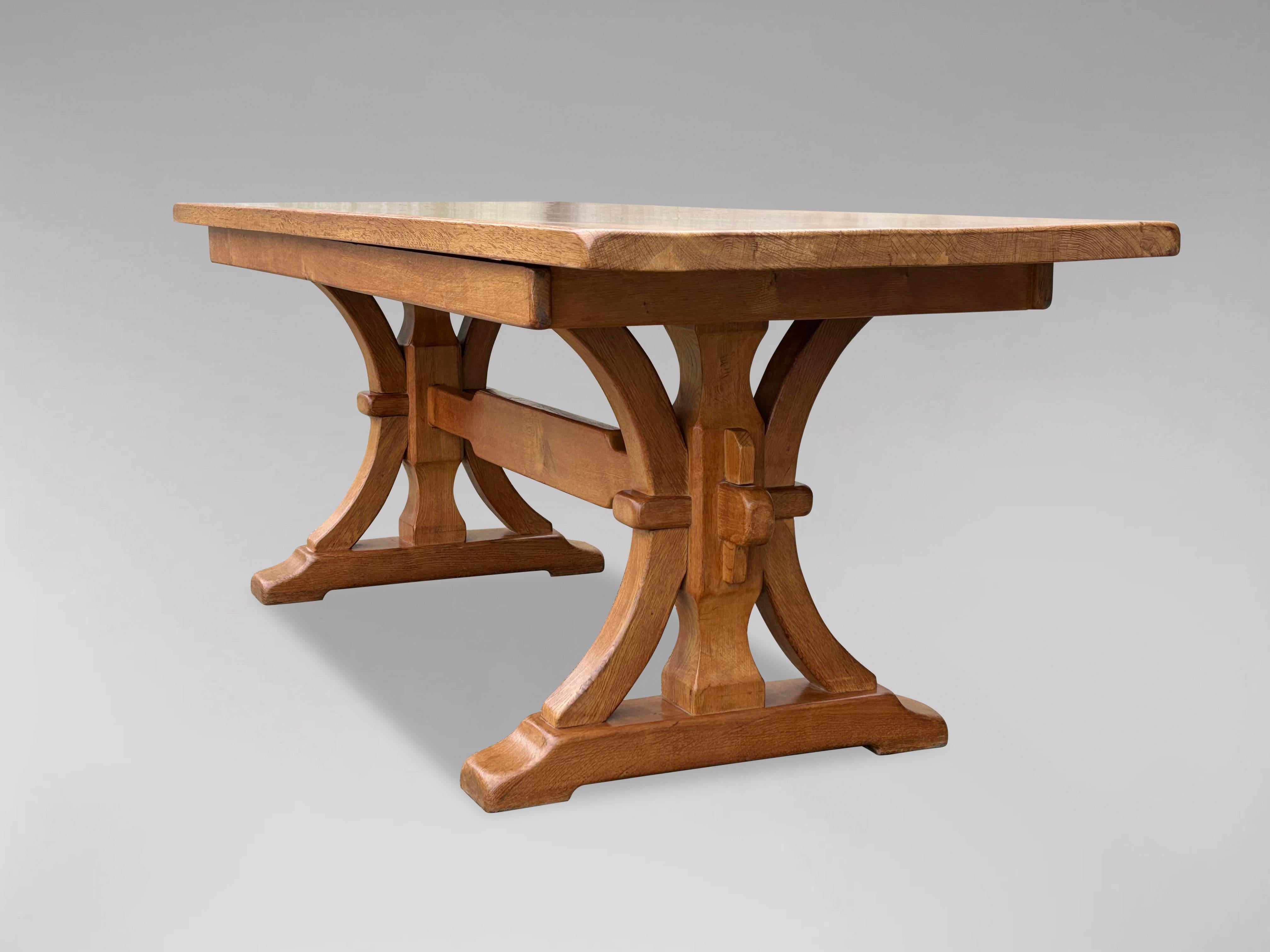 Arts and Crafts Solid Oak Refectory Dining Table For Sale 3