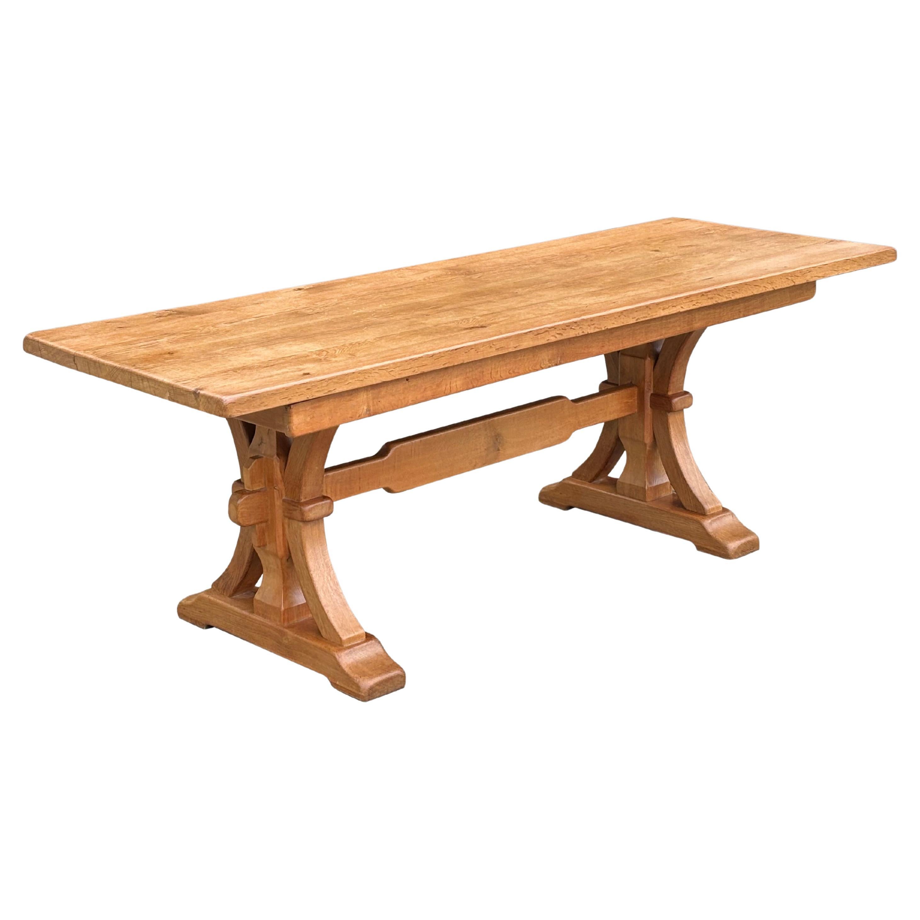 Arts and Crafts Solid Oak Refectory Dining Table For Sale