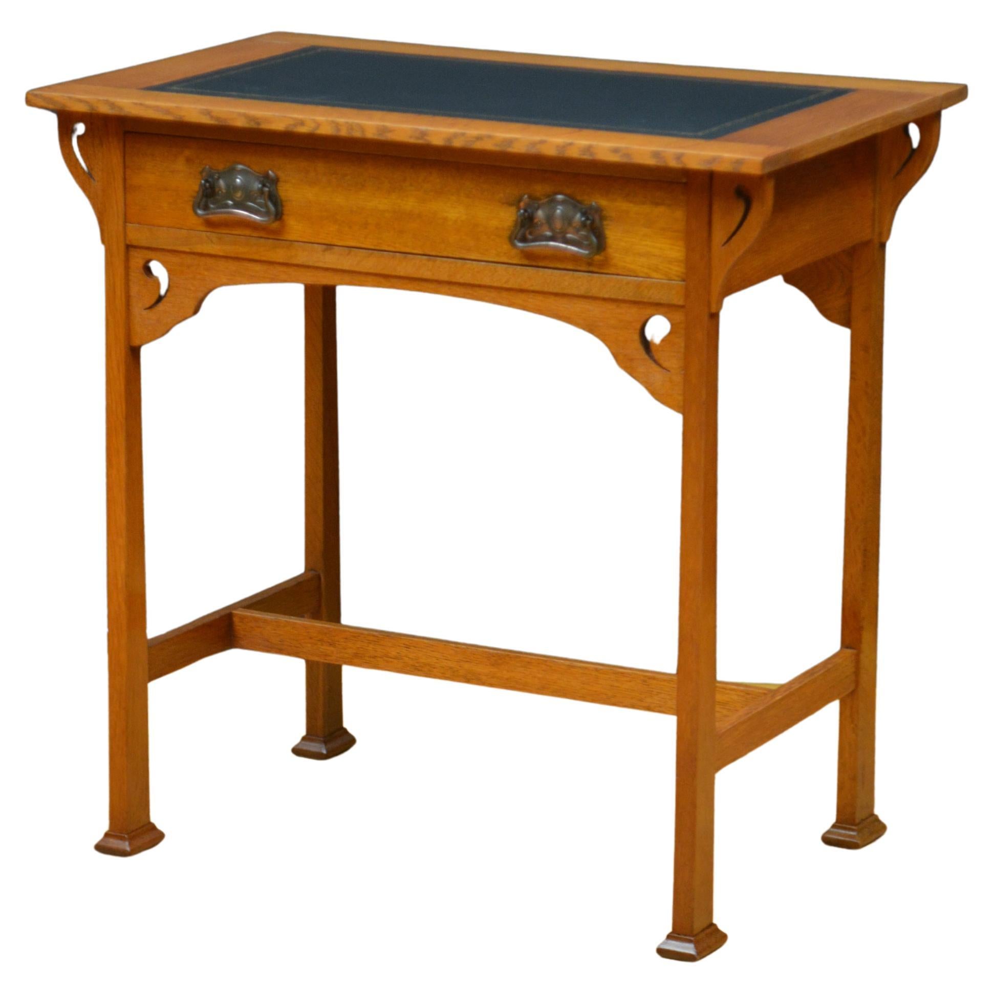 Arts and Crafts Solid Oak Side Table For Sale