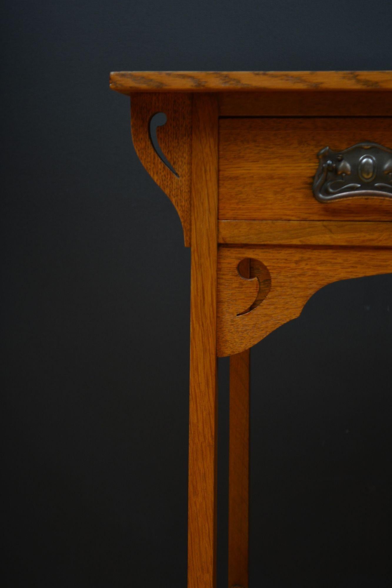 Arts and Crafts Solid Oak Side Table / Writing Table For Sale 6