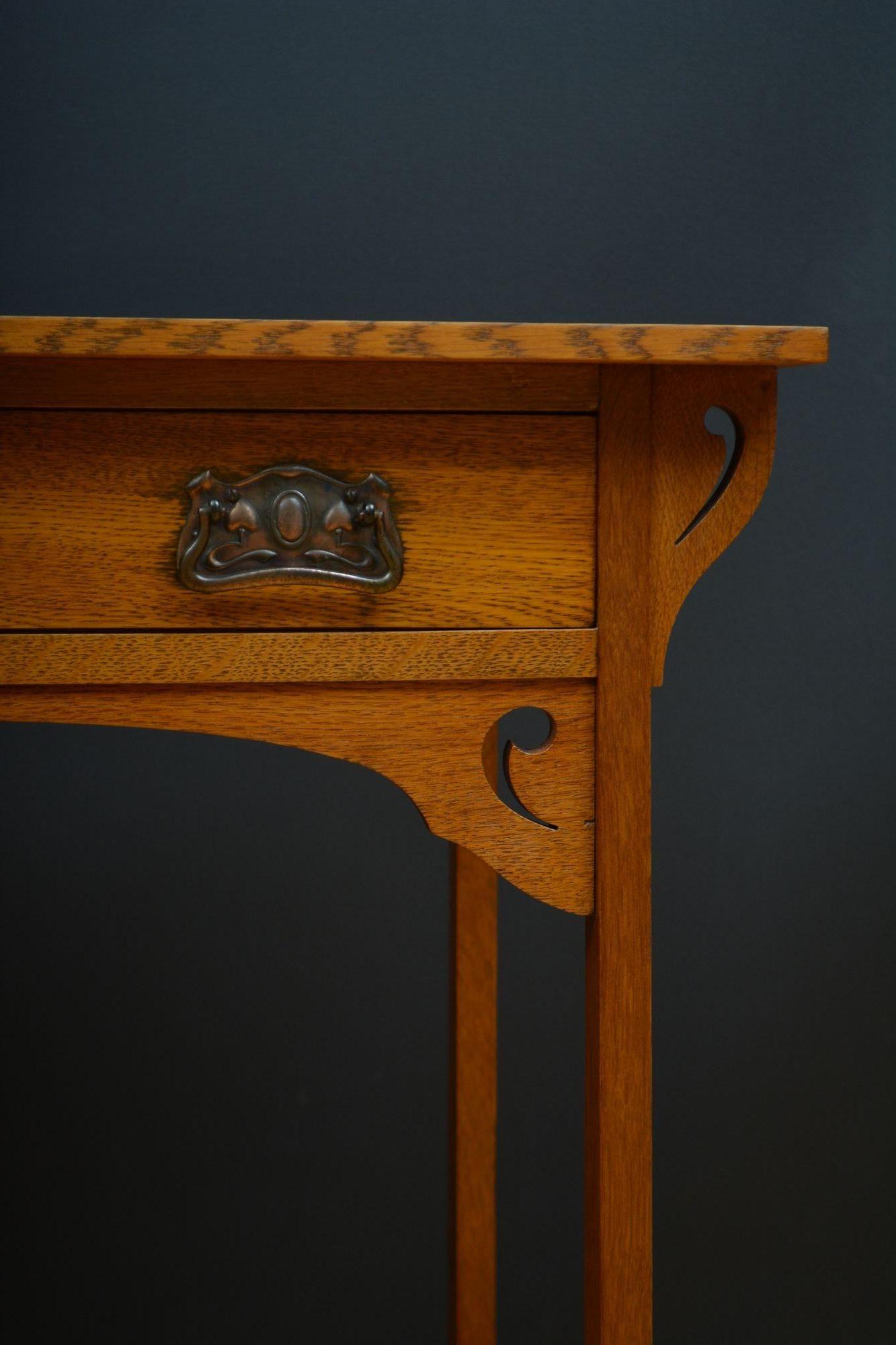 Arts and Crafts Solid Oak Side Table / Writing Table For Sale 8