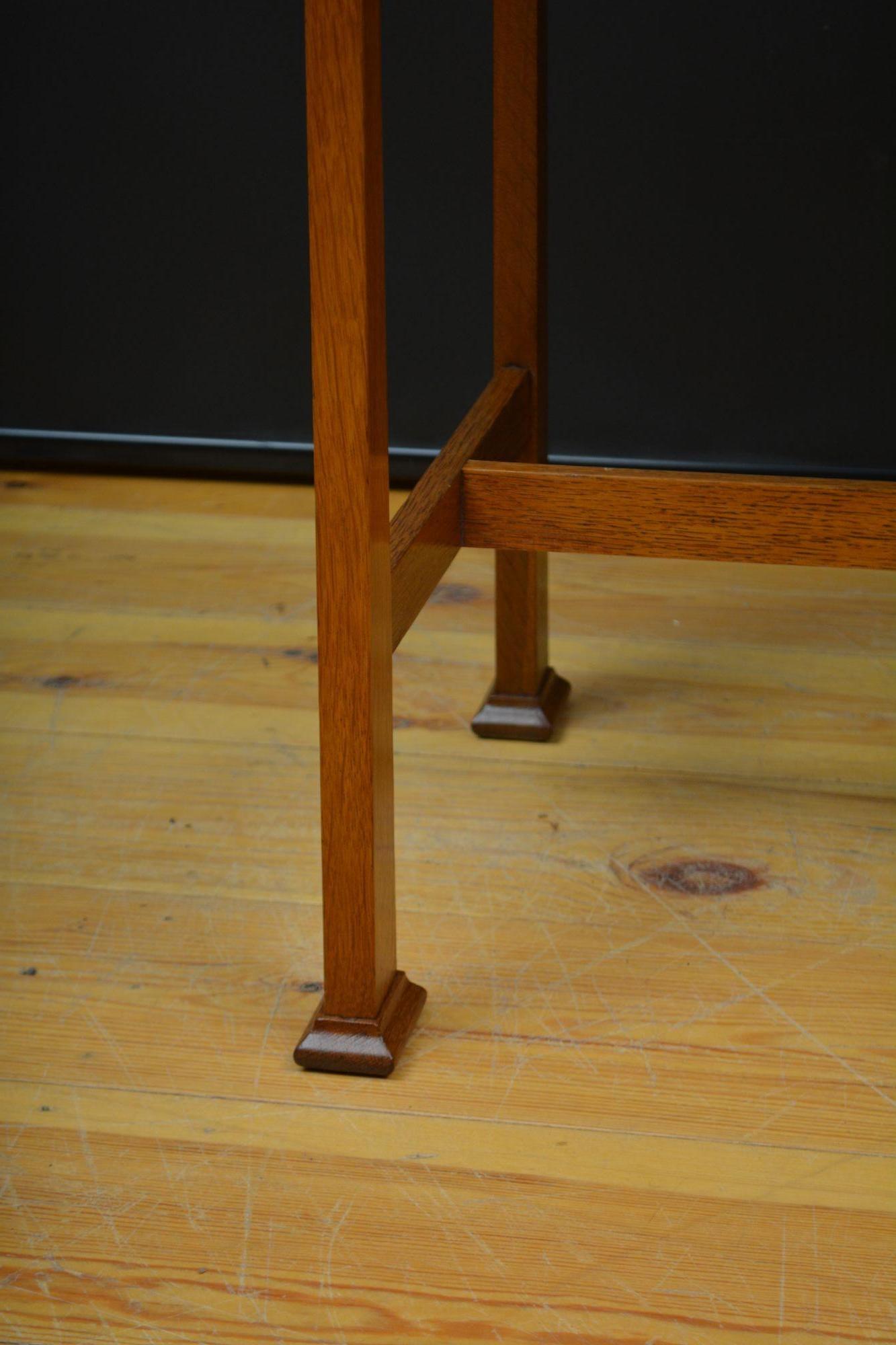 Arts and Crafts Solid Oak Side Table / Writing Table For Sale 9