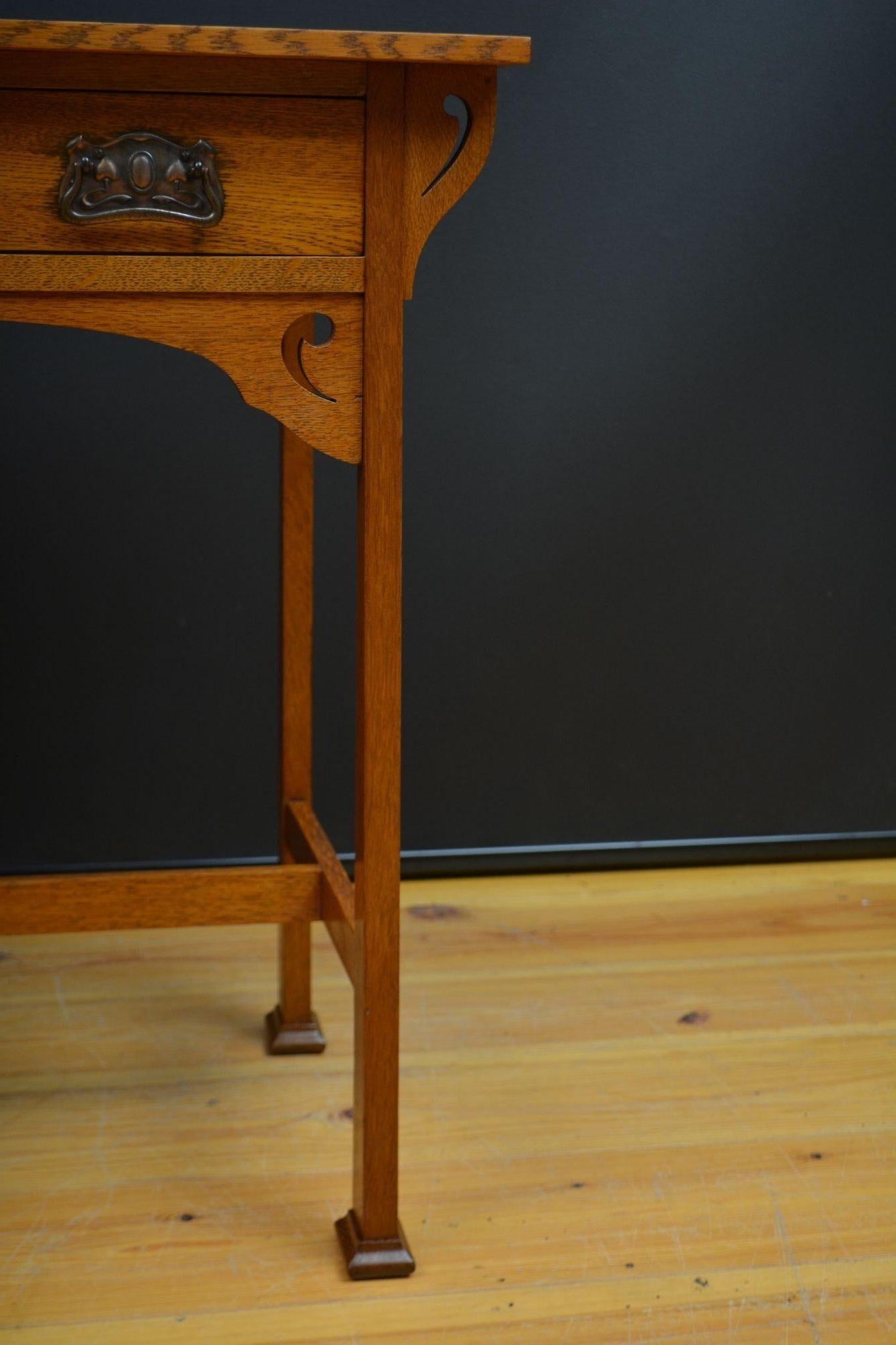 Arts and Crafts Solid Oak Side Table / Writing Table For Sale 10