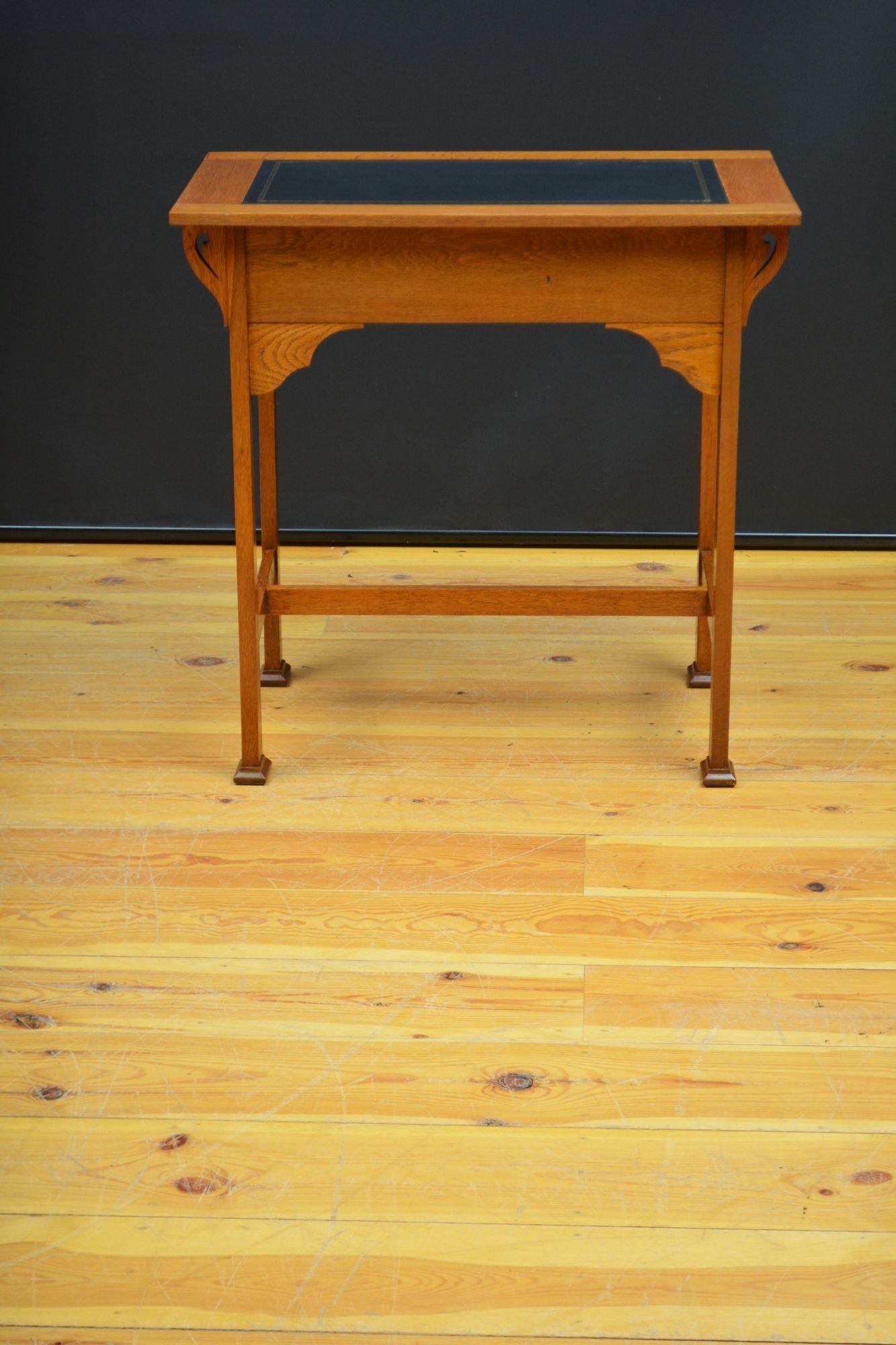 Arts and Crafts Solid Oak Side Table / Writing Table For Sale 12