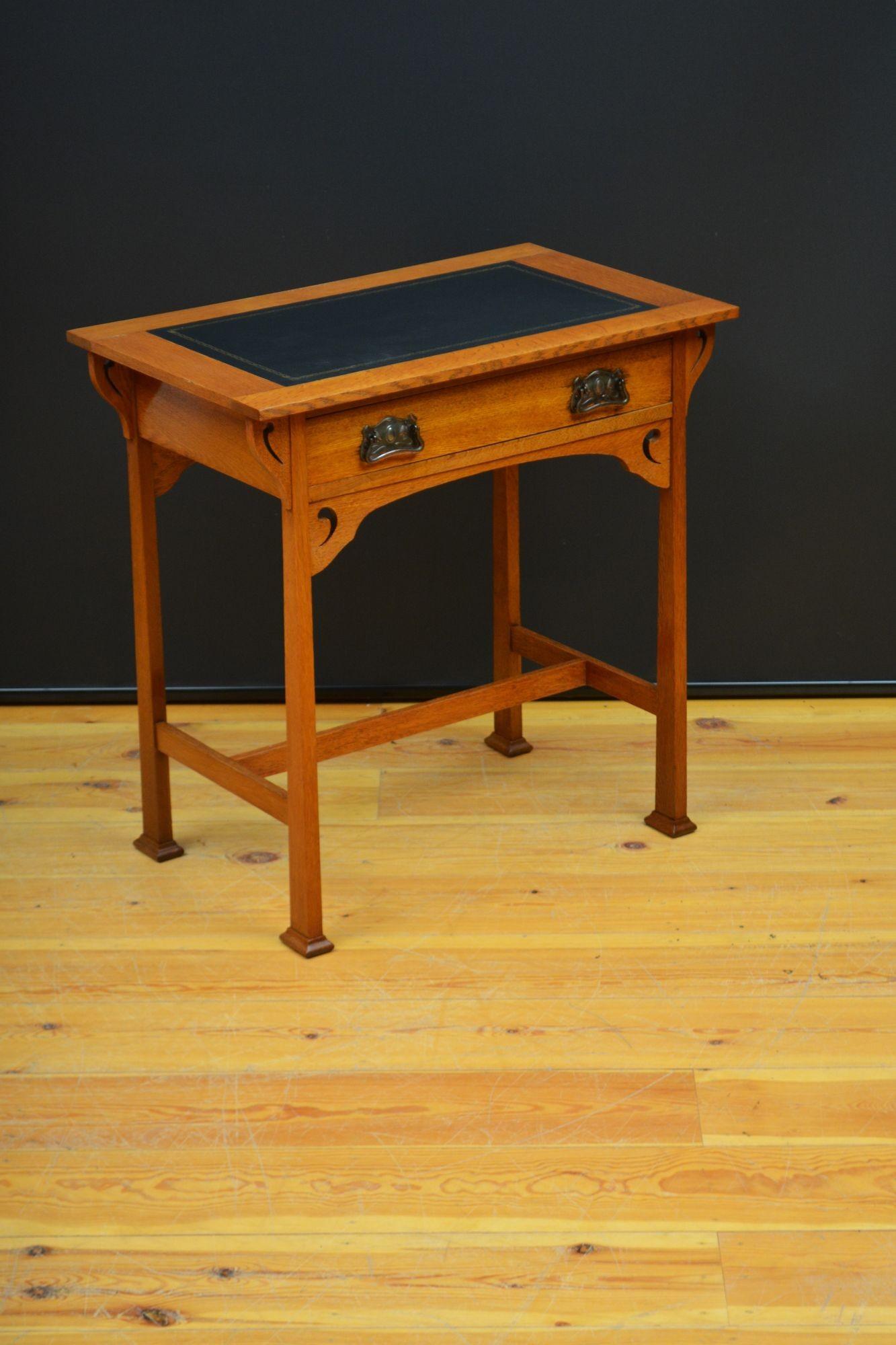 20th Century Arts and Crafts Solid Oak Side Table / Writing Table For Sale