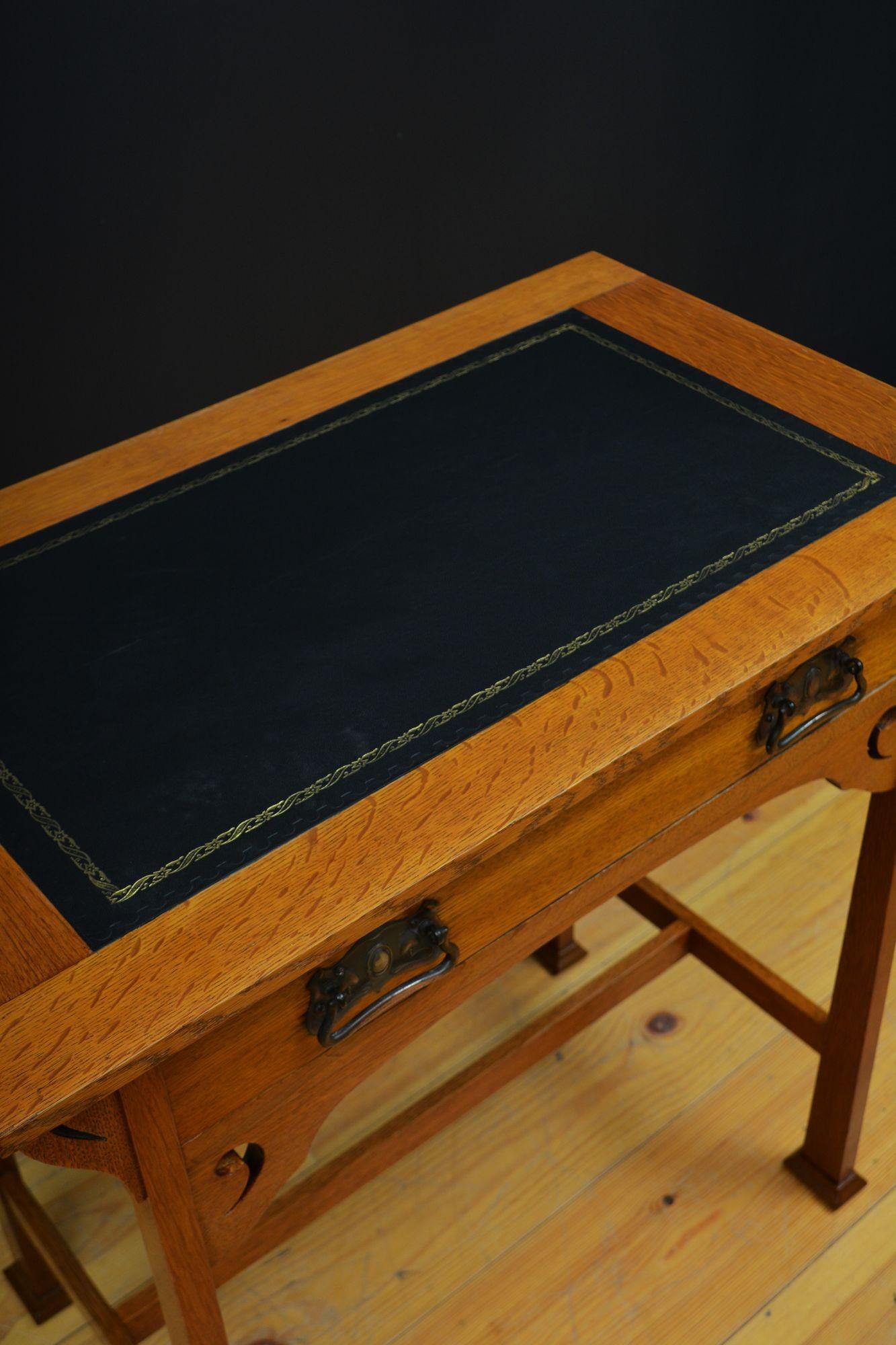 Arts and Crafts Solid Oak Side Table / Writing Table For Sale 2