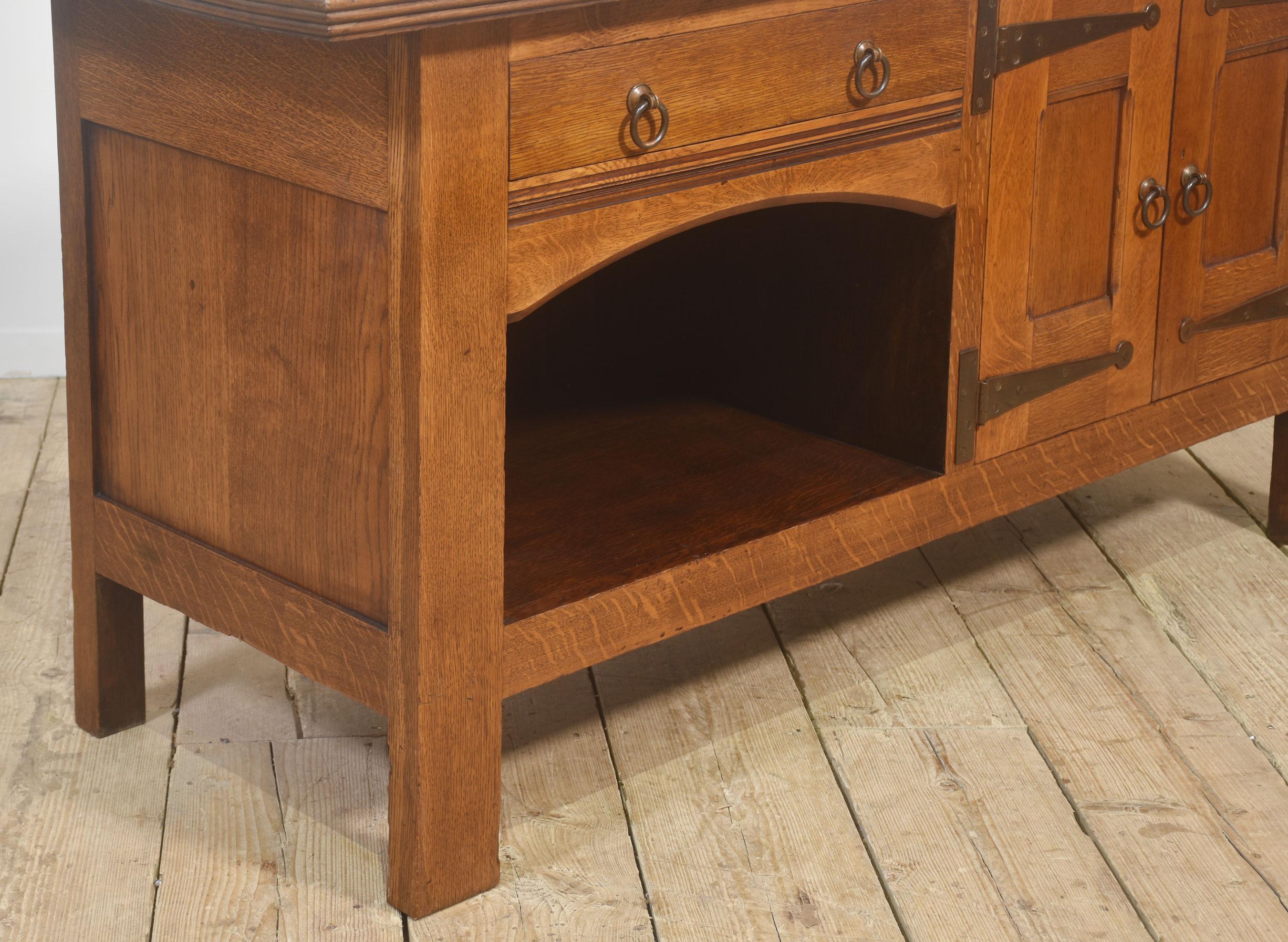 20th Century Arts and Crafts Solid Oak Sideboard For Sale