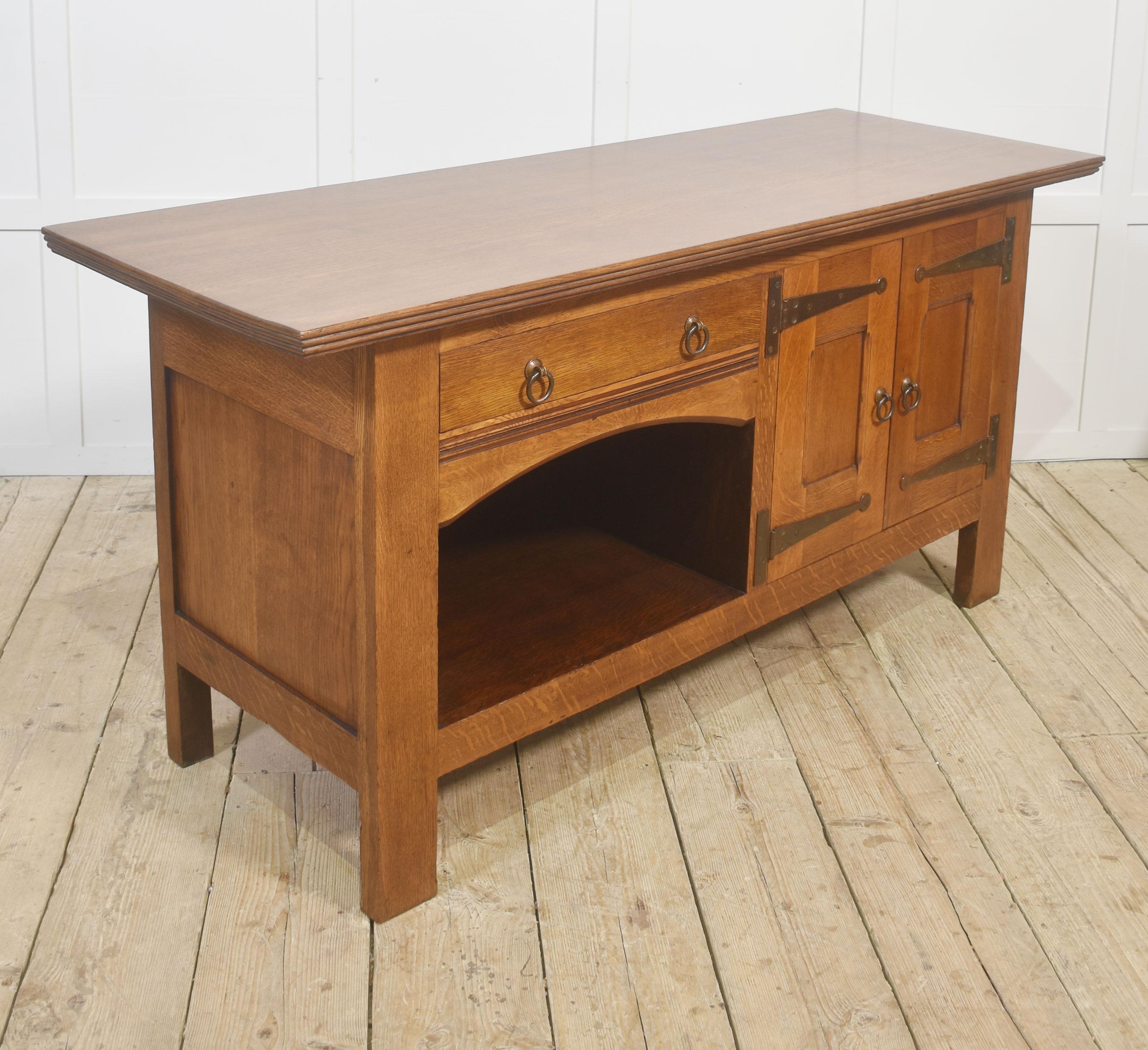 Arts and Crafts Solid Oak Sideboard For Sale 2