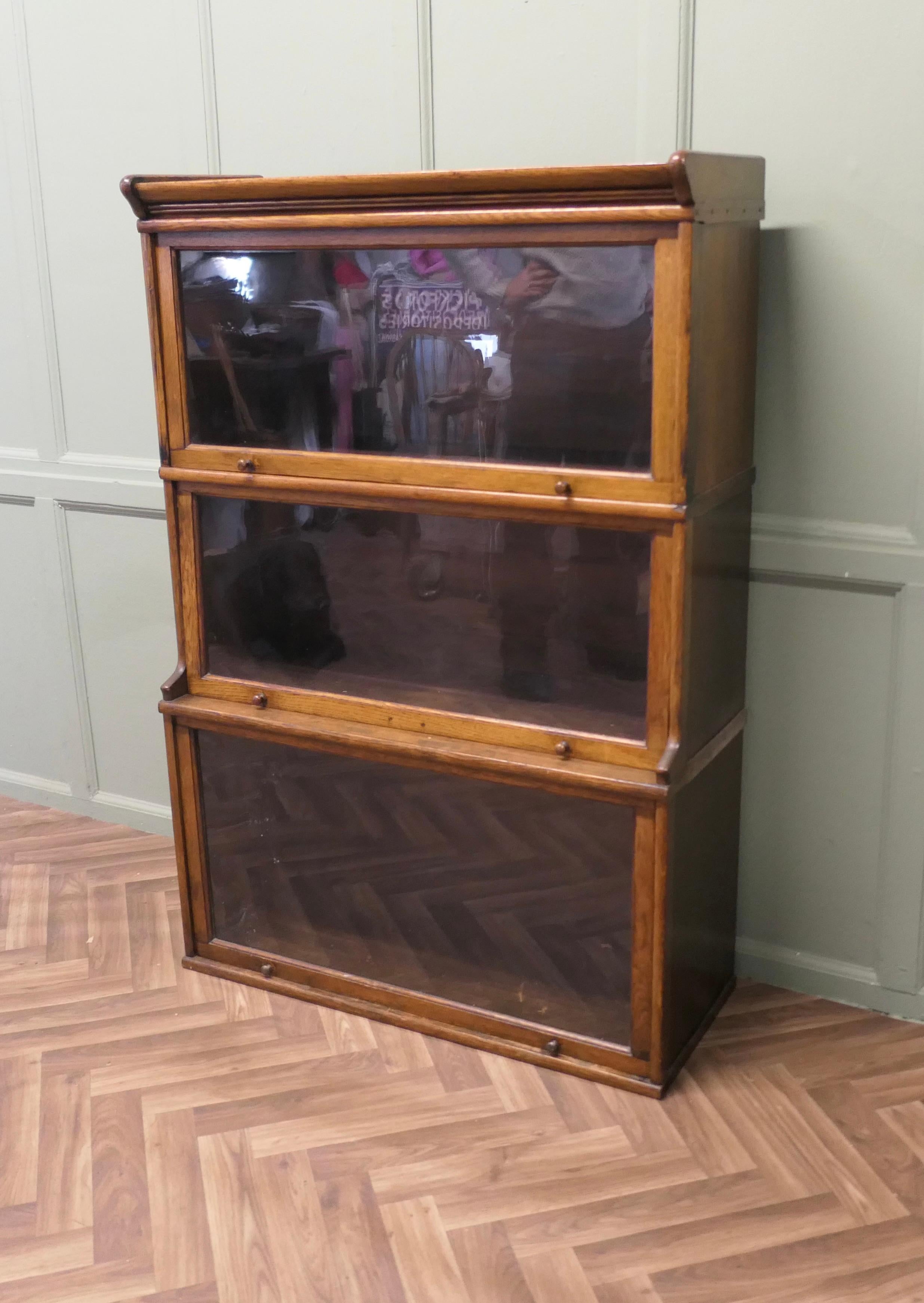 Oak Arts and Crafts Stacking Barristers Bookcase or Filing Cabinet For Sale