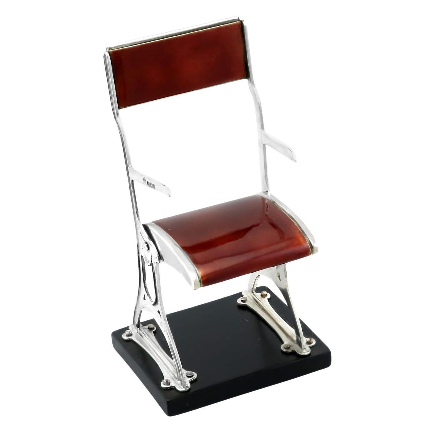 Sedia Foldes in argento sterling e smalto con plinto di presentazione Arts and Crafts in vendita