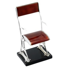 Arts and Crafts Sterling Silver and Enamel Presentation Folding Chair on Plinth