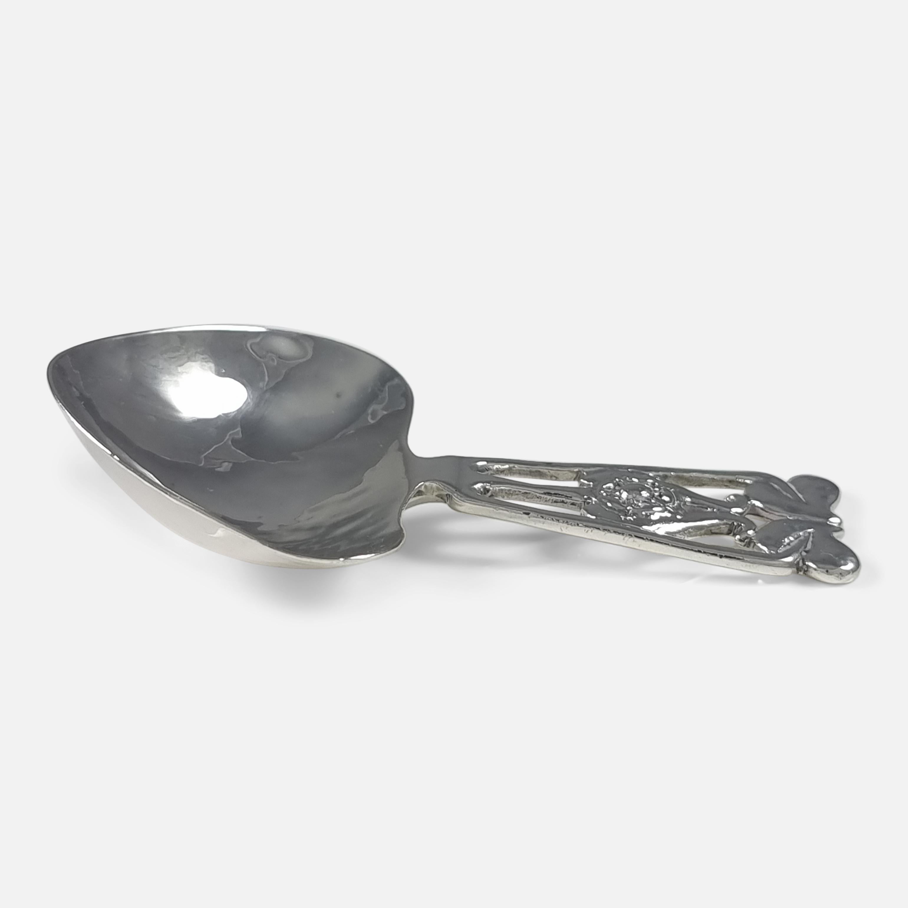 Arts and Crafts Sterling Silver Caddy Spoon, A.E. Jones, 1913 For Sale 2