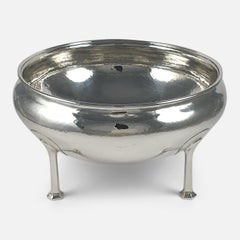 Arts & Crafts Sterling Silver Hammered Bowl, A. E. Jones, Birmingham, 1912