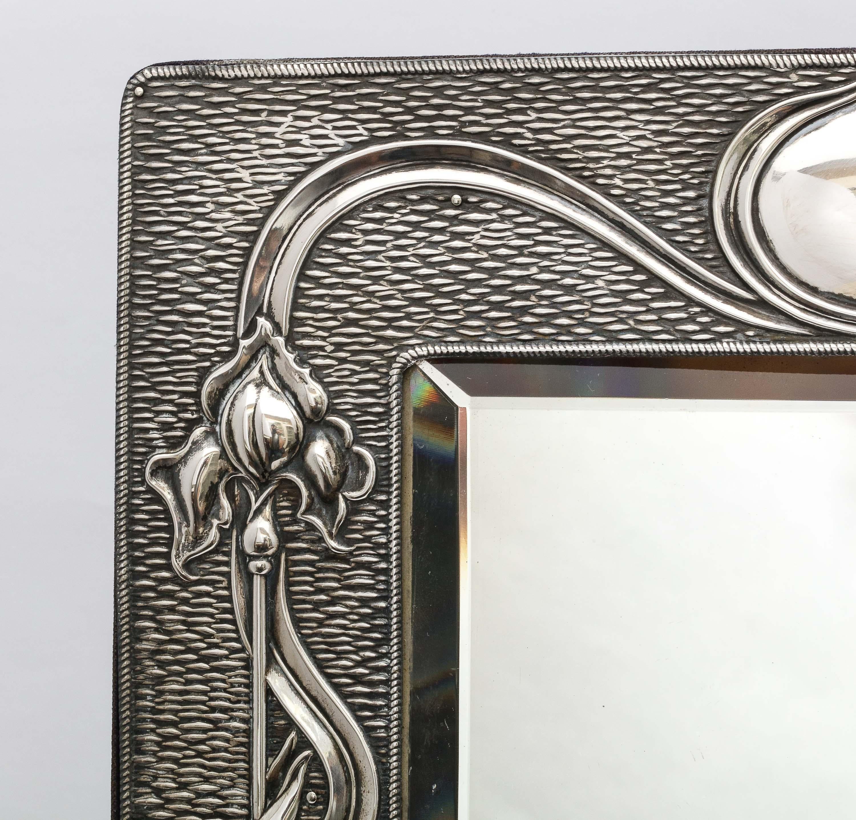 Arts & Crafts Sterling Silver-Mounted Table Mirror, by A. & J. Zimmerman In Good Condition In New York, NY
