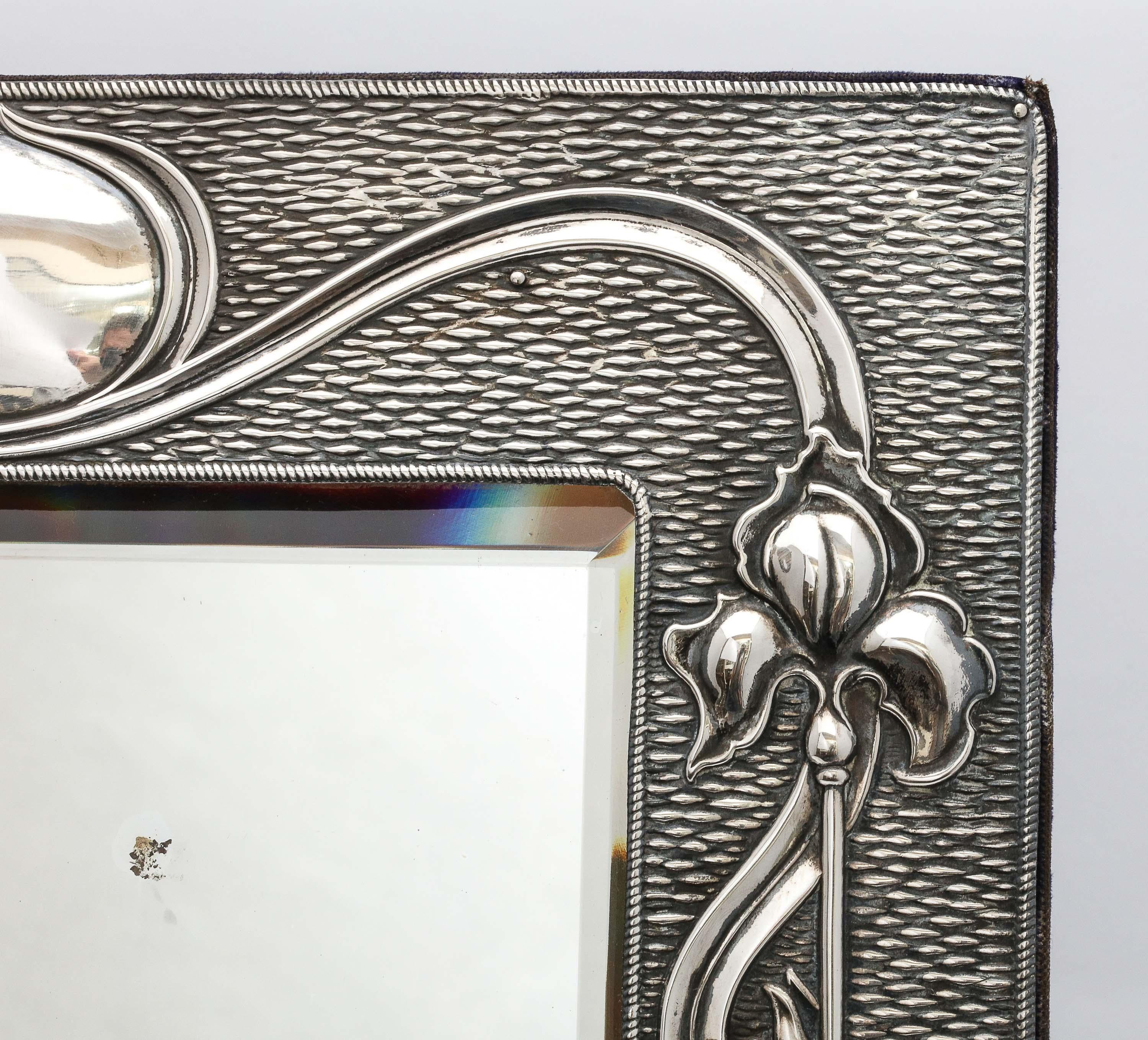 Early 20th Century Arts & Crafts Sterling Silver-Mounted Table Mirror, by A. & J. Zimmerman