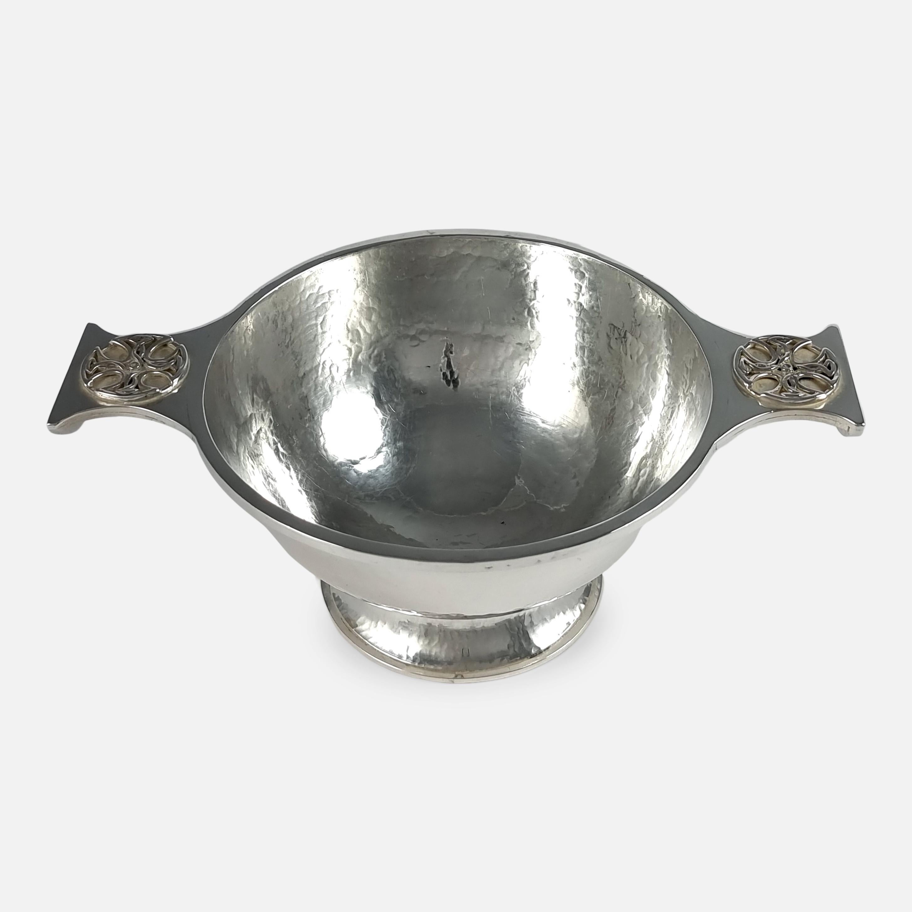 British Arts and Crafts Sterling Silver Quaich, Sibyl Dunlop, 1933